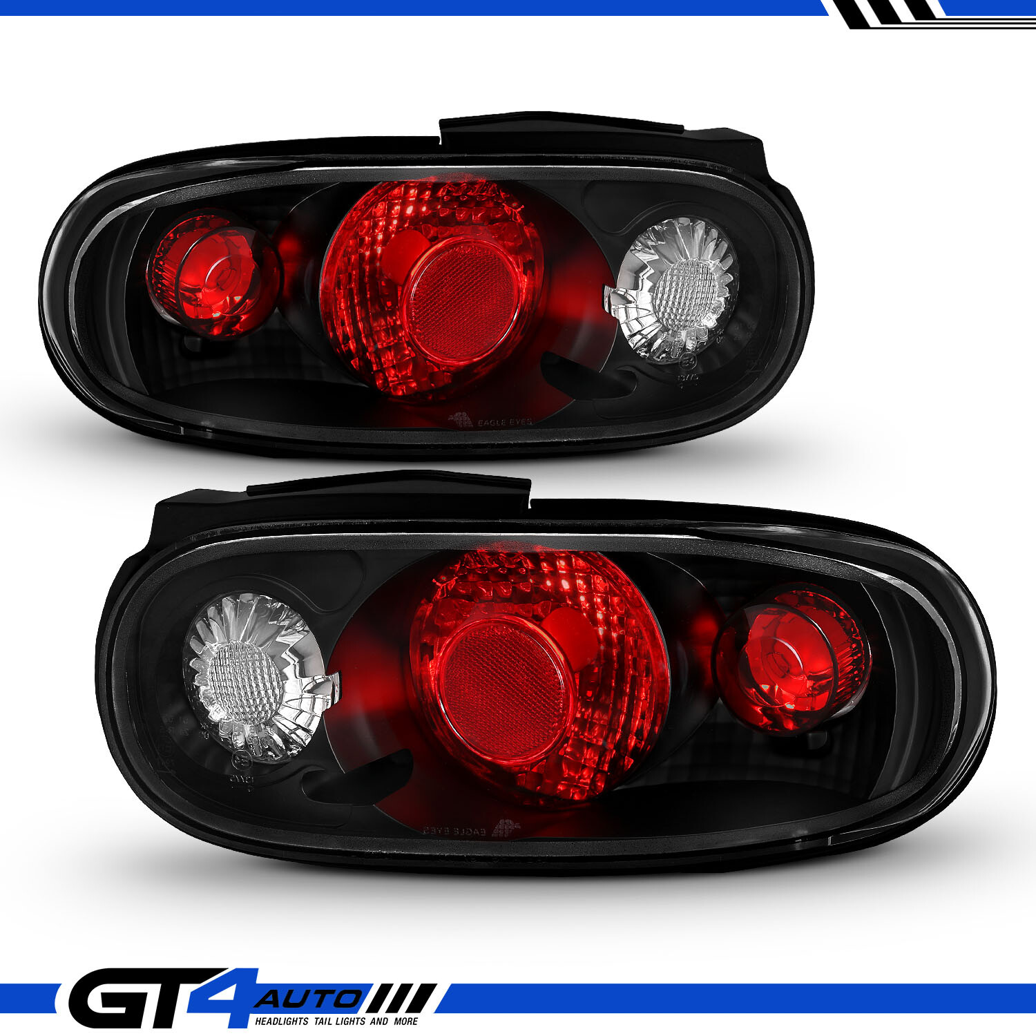 1990-1997 Mazda MX-5 Miata NA Roadster JDM Black Taillights Tail Light Lamp Set