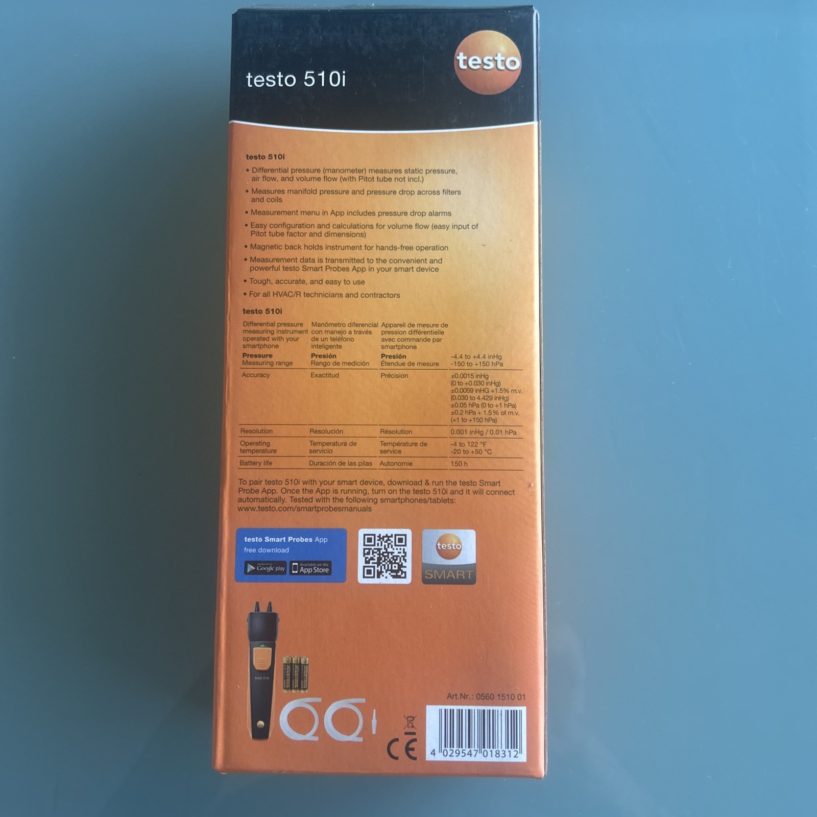 Testo 510i - Differential Pressure Manometer 0560 1510