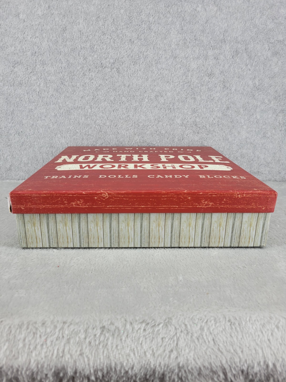North Pole Workshop Hand Crafted Trains Dolls Candy Gift Box 3" x 11.5"