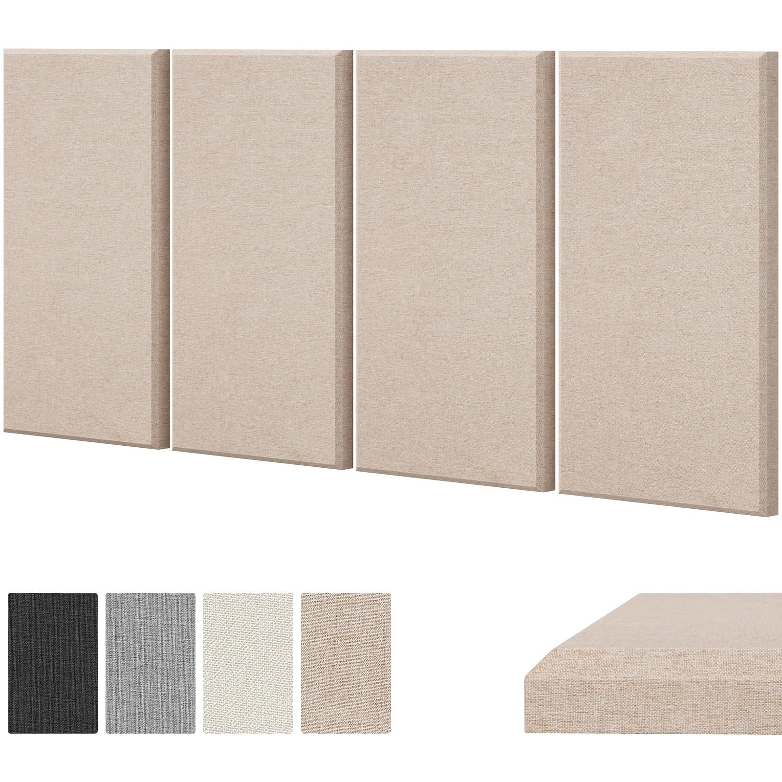 4PCS Fiberglass Acoustic Panels, 23.6" x 11.8" x 1" Sound Proof Panels for Wa...
