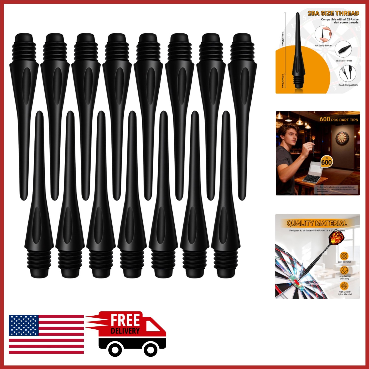 150 Pack Soft Tip Dart Points for 2BA Thread Plastic Replacement Accessories