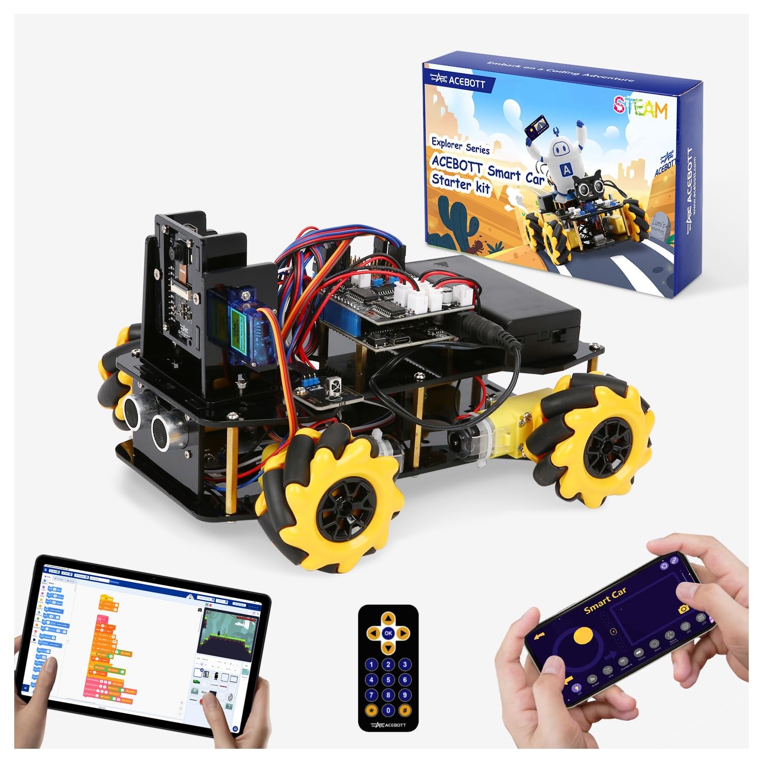 Robotics Kit for Kids Ages 8–12 12-16, ACEBOTT Smart Robot Car Kit with 3MP Came