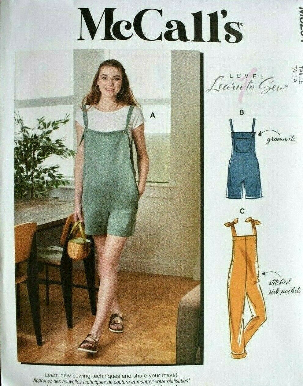 MCCALLS PATTERN 8204 OVERALLS  MISSES SIZES XSMALL SMALL MEDIUM  NEW  UNCUT
