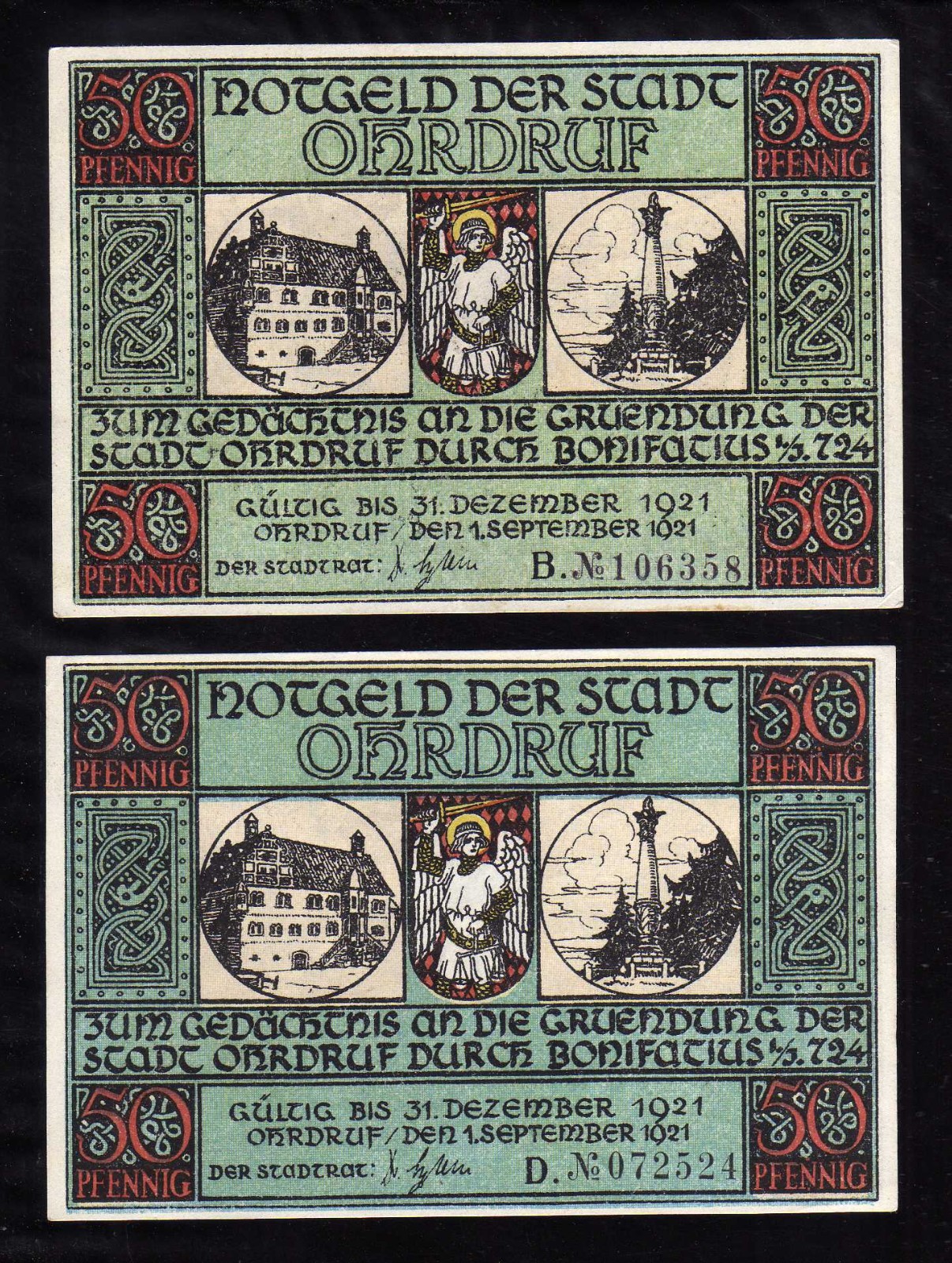 OHRDRUF - GERMANY NOTGELD - 6 X 50 PFENNIG