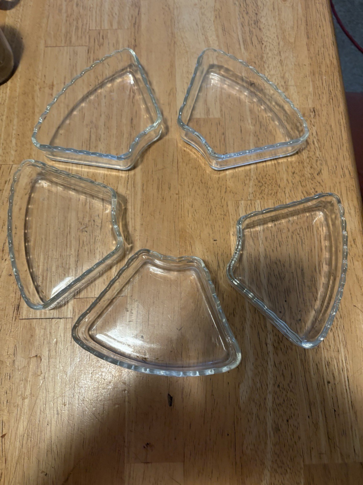 Vtg 5 Early American Anchor Hocking Prescut  Lazy Suzan Glass Inserts