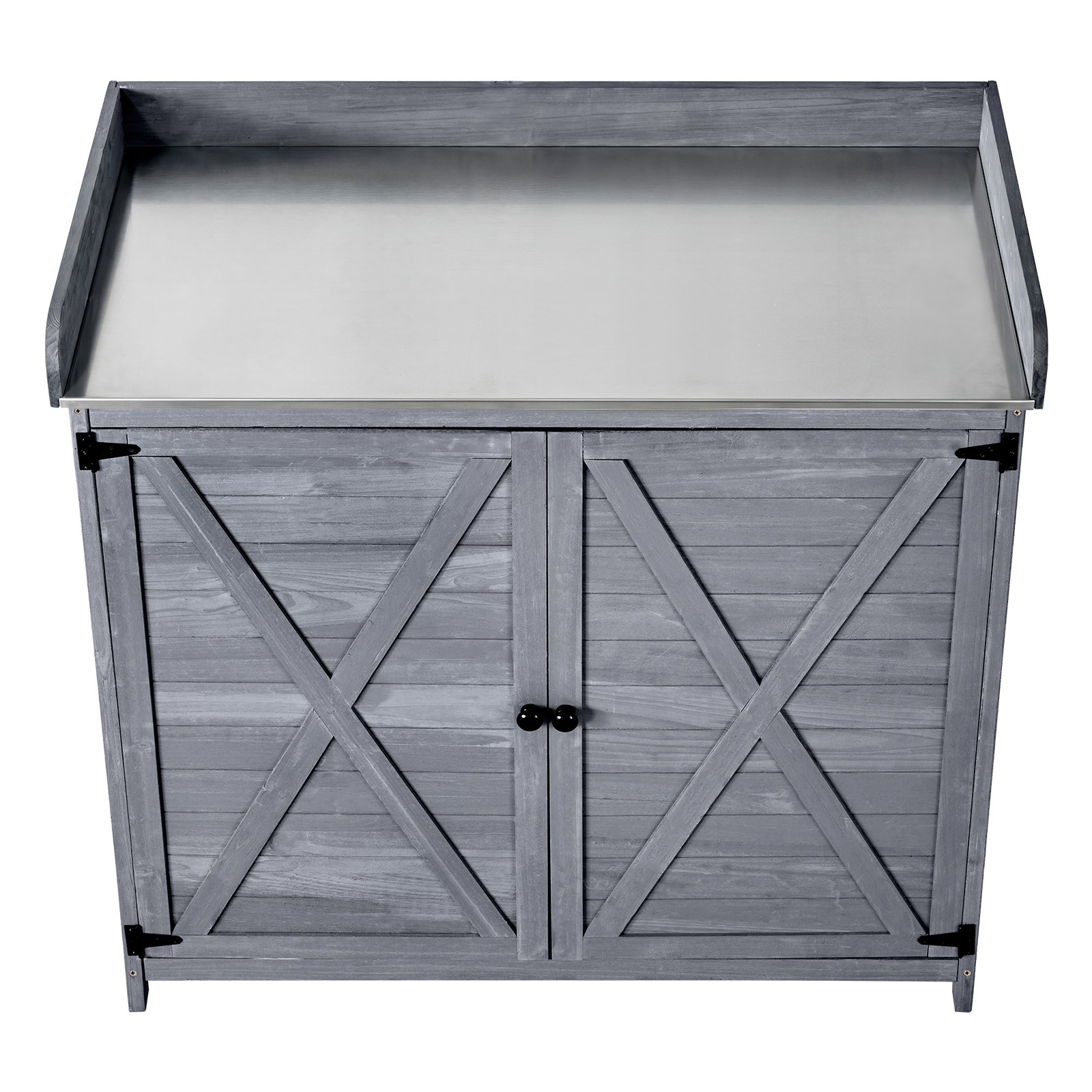 Uimoso Outdoor Gardening Wooden Potting Bench with Storage and Wood Tabletop