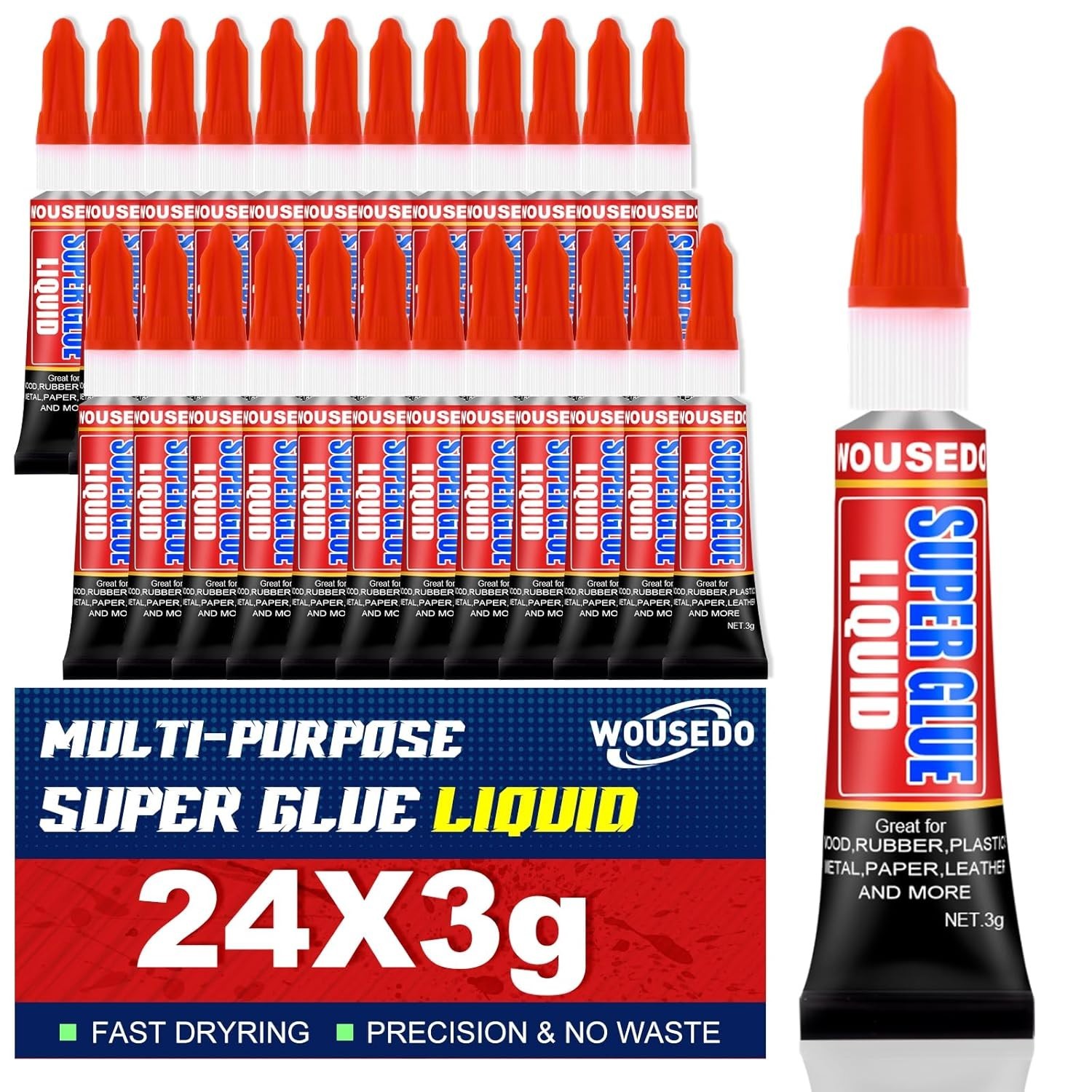 Super Glue Clear Liquid Strong Adhesive Fast Drying Cyanoacrylate Glue - 24 Pack