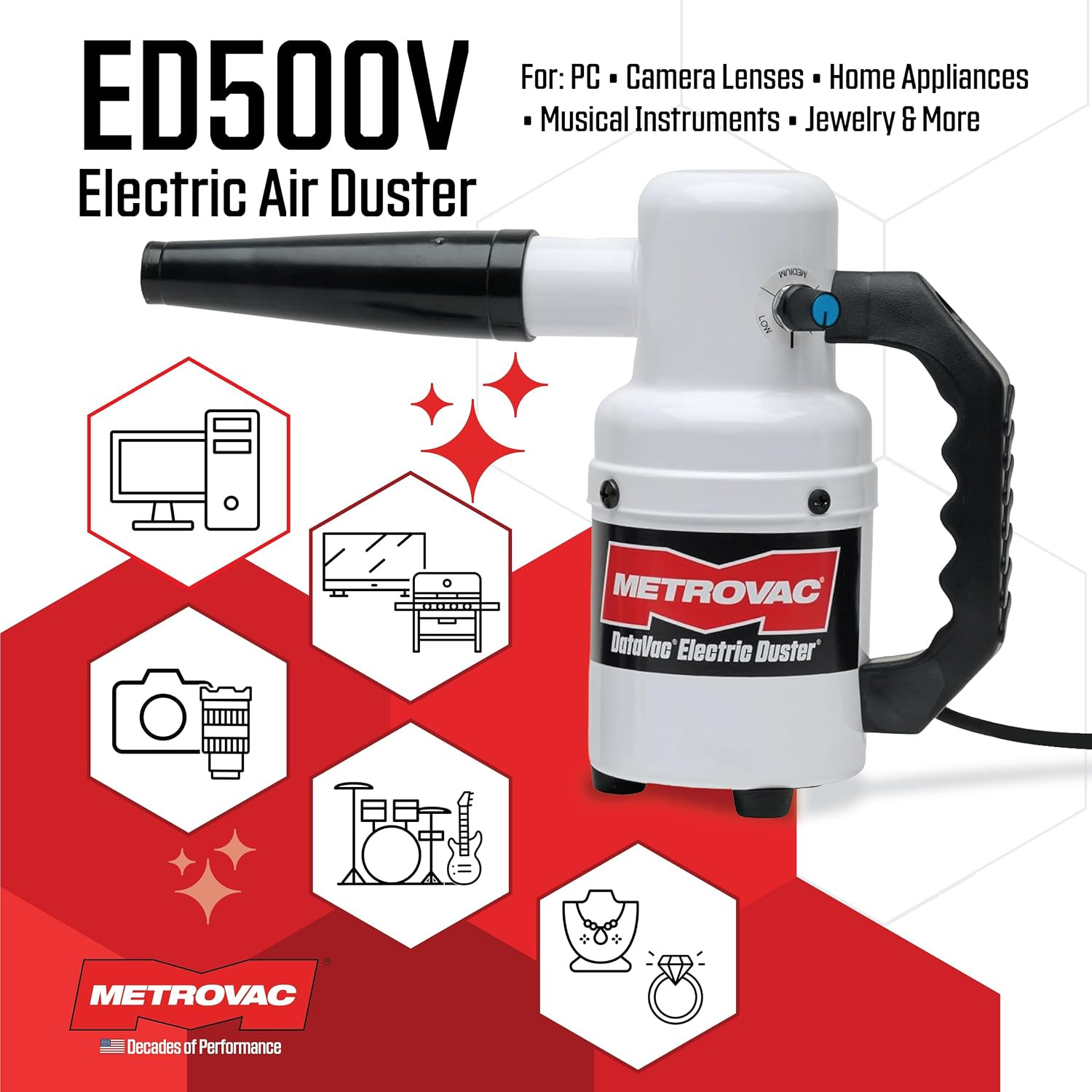 Electric Duster with Variable Speed Control - ED-500V, Powerful Computer Blower/