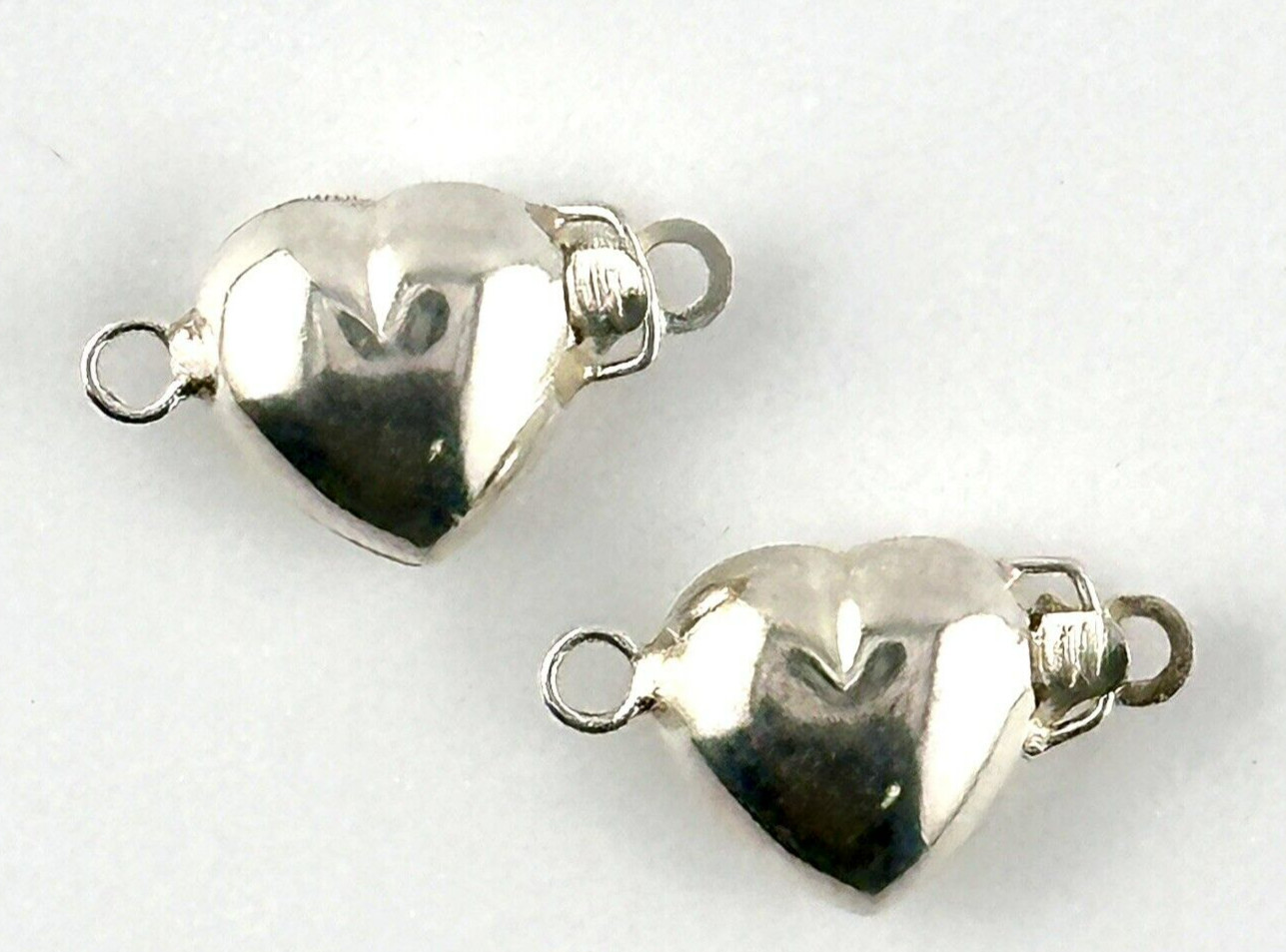 Sterling Silver Heart Shaped Box Clasps x 3 Secure Closure Beading & Stringing