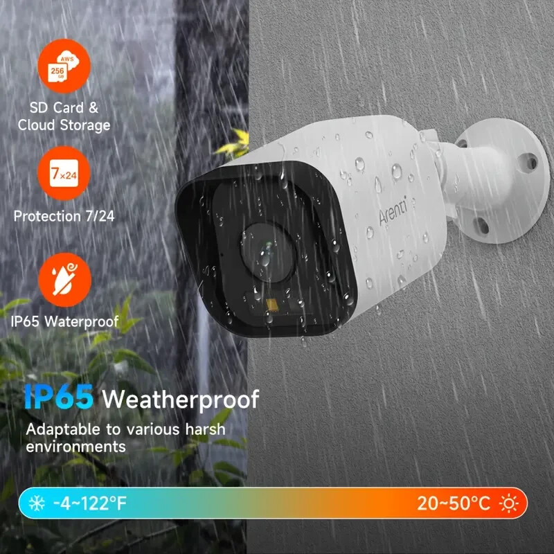 ARENTI 4MP 2.5k Outdoor Wireless Security Camera, ( PLUG IN..} 2PACK!!!!