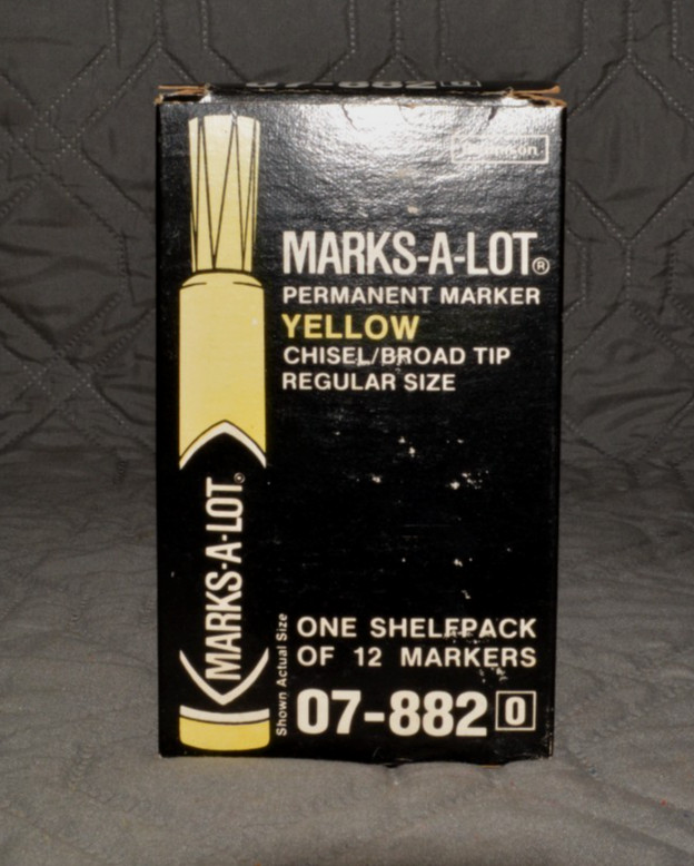 Vintage Marks-A-Lot Yellow Permanent Markers 12 Pack Chisel Tip Dennison 07-882