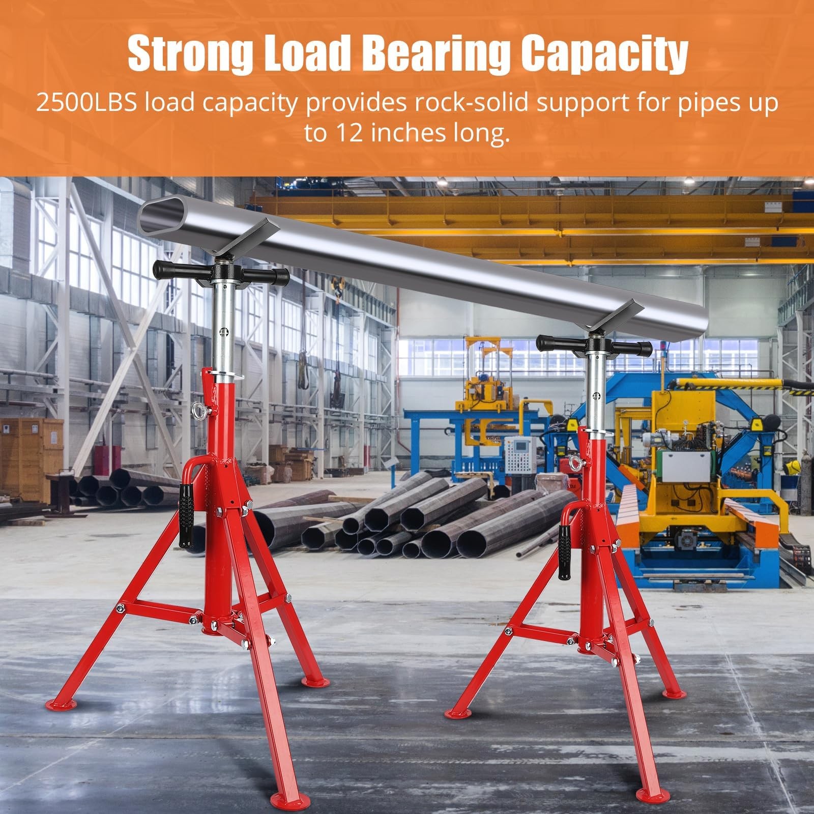 ✨V-Head Pipe Stand 28"-52" Height Pipe Jack Stand 2500Lb Capacity Heavy-Duty