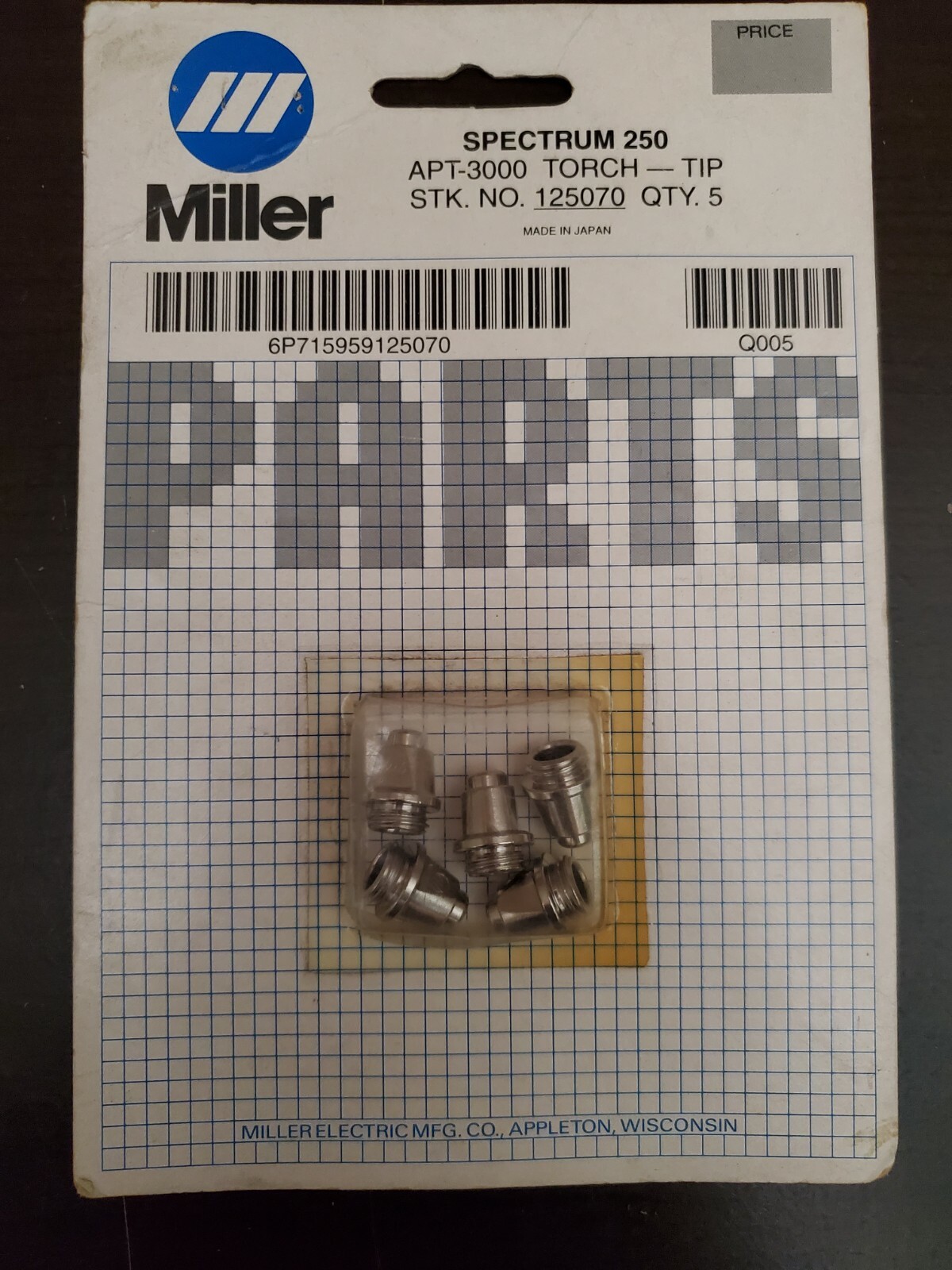 Miller 125070 Tip, Spectrum 250, APT-3000 Torch, 5PK