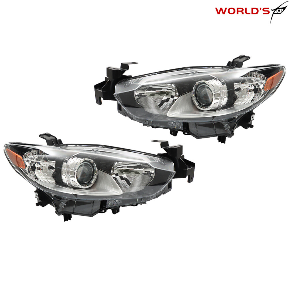 Right+Left Headlight For Mazda 6 2014 15 16 2017 Black Housing Projector Halogen