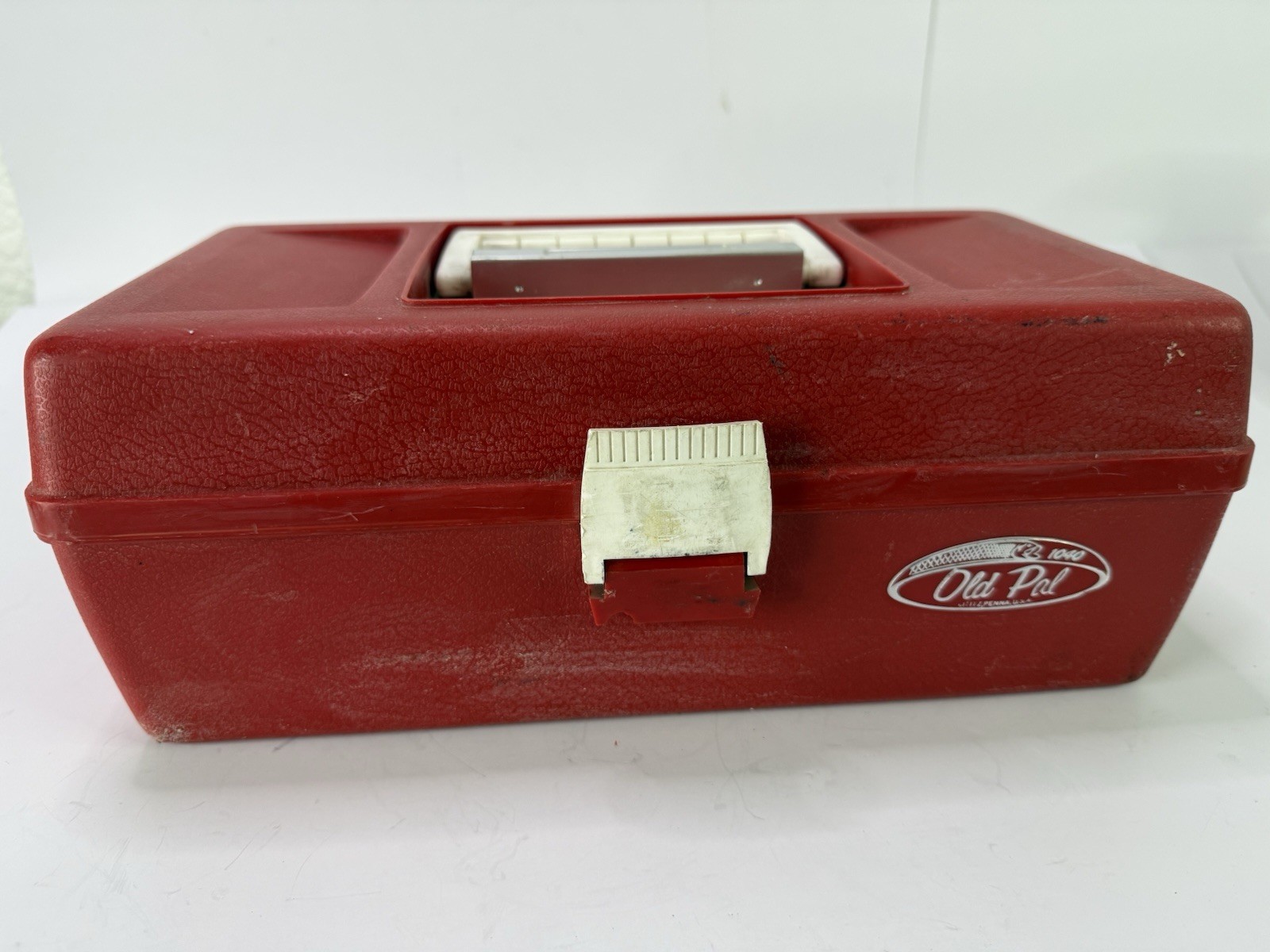 Vintage Rare Old Pal 1040 Fishing Tackle Box Red Single Tray Woodstream USA Made