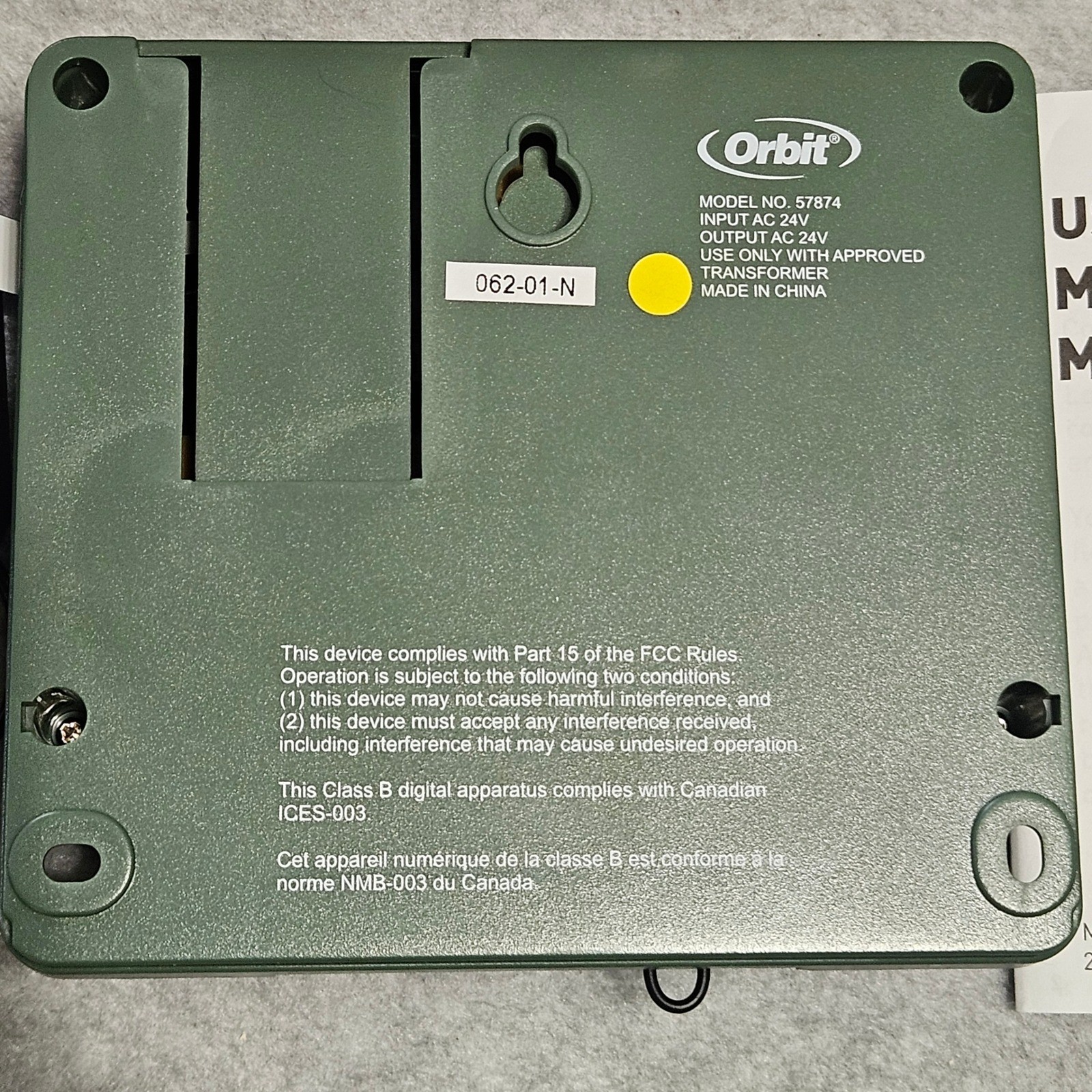Orbit Easy Dial 4 Station Indoor Sprinkler Timer Controller Model 57874 Green