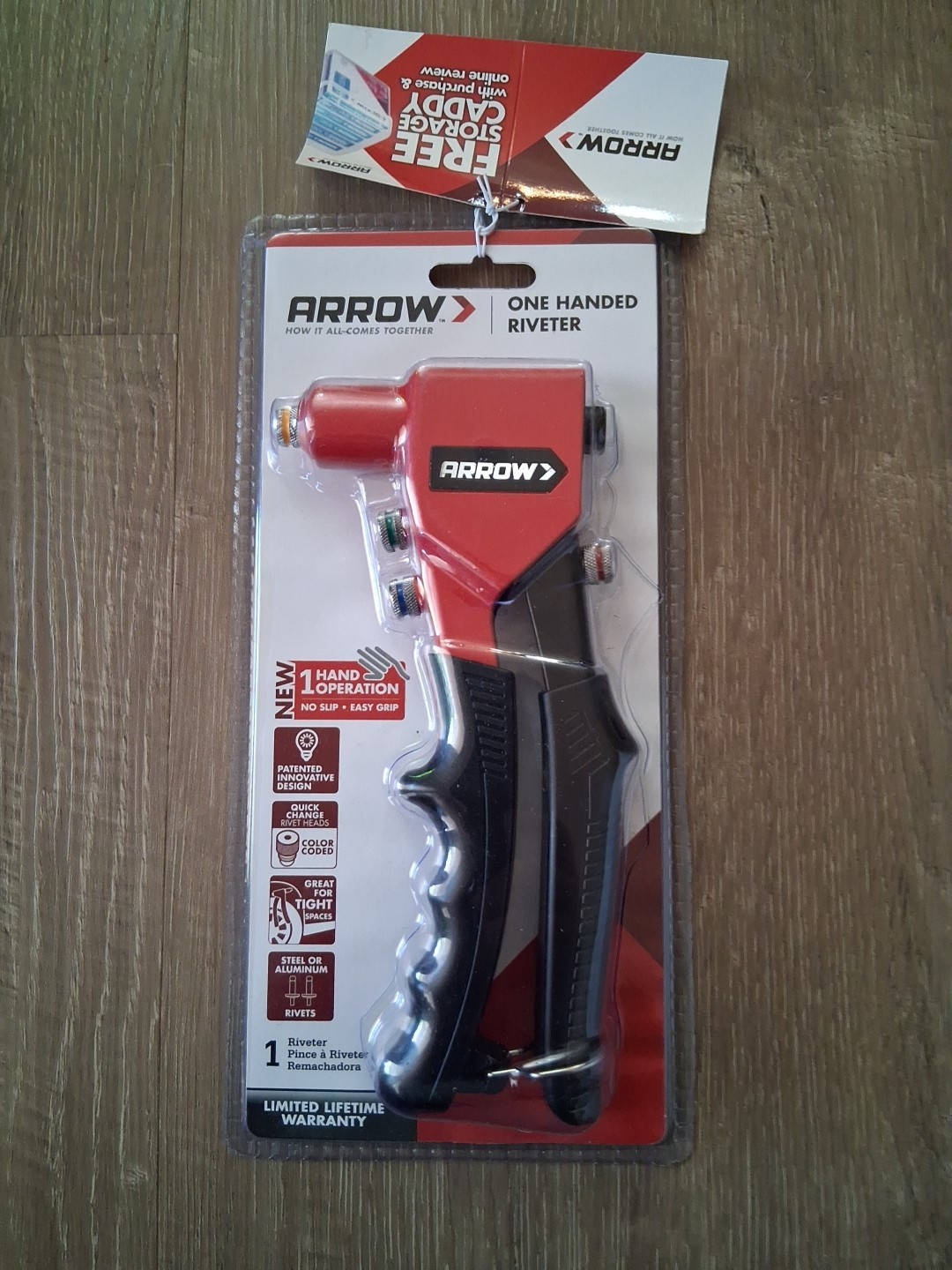 Arrow One Handed Riveter Tool Quick Change Color Coded Rivet Heads Model RT188M