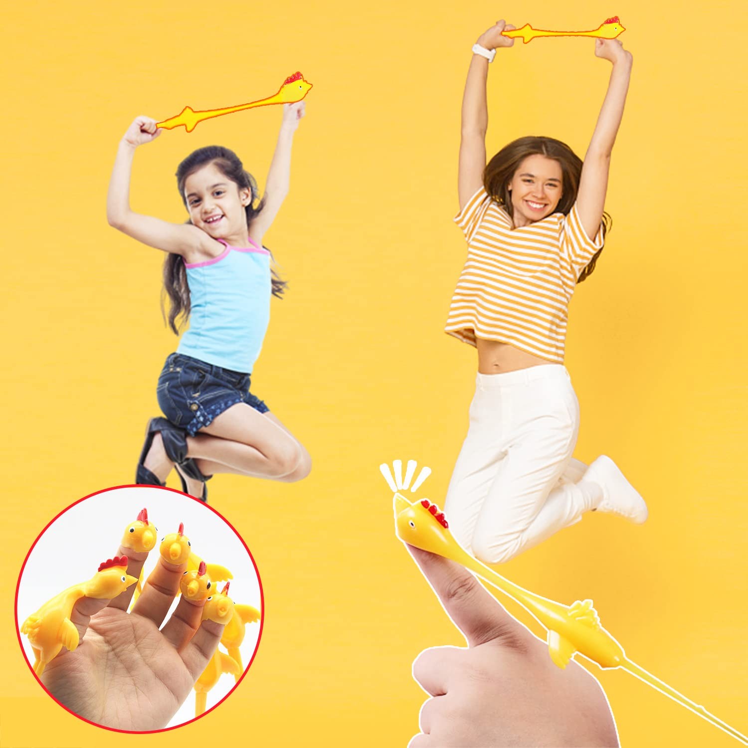 50Pack Finger Slingshot Chicken Rubber,Flick Stretchable Small,