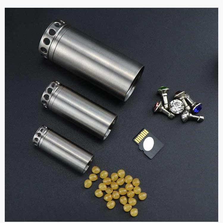 Titanium Pill Holder Case Organizer Container Portable Waterproof Keychain EDC