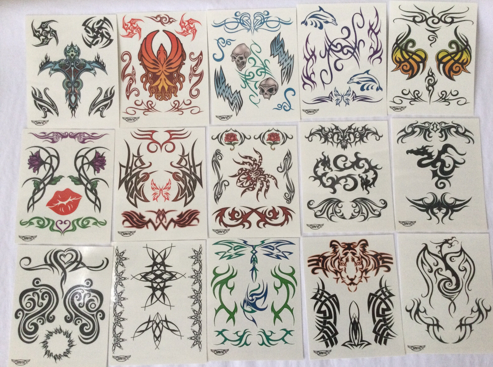 New 50+ Tribal Temporary Tattoos Savvi Sealed Package Cards