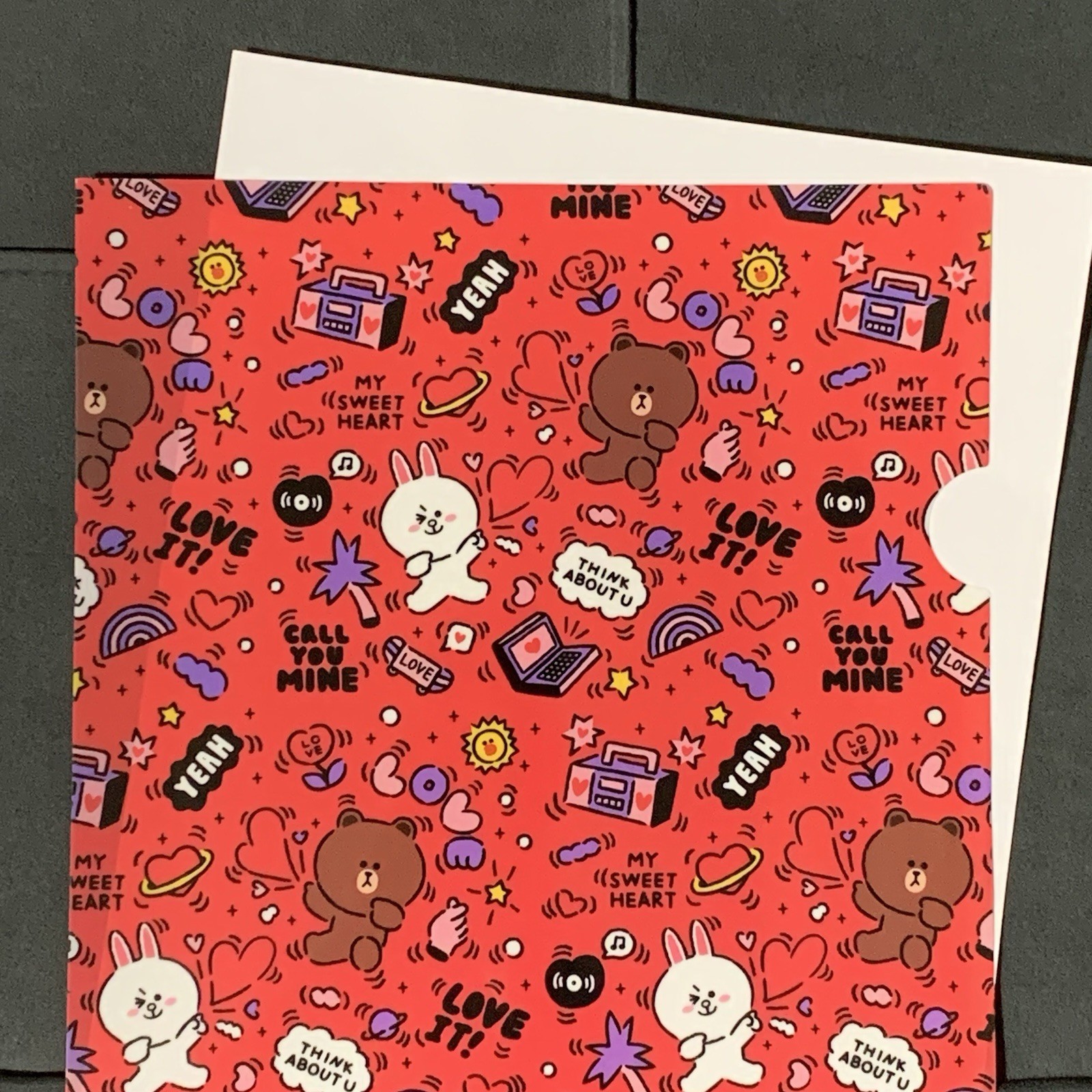 Kawaii Red Line Friends “Lovey Dovey” Single Pocket Vinyl Folder LINE