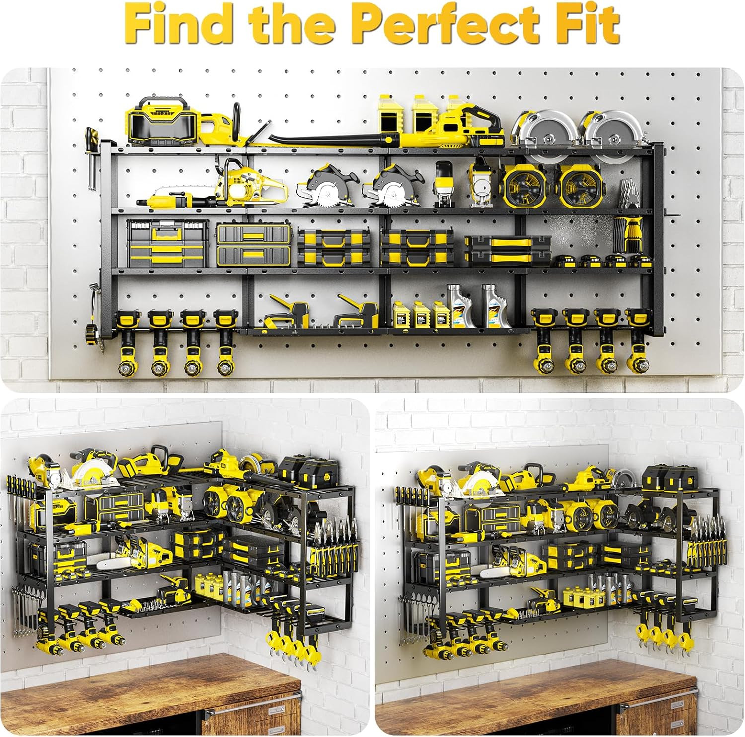 Extra Large 64" W Power Tool Organizer Wall Mount, 1000 Lbs Load Capacity, Heavy