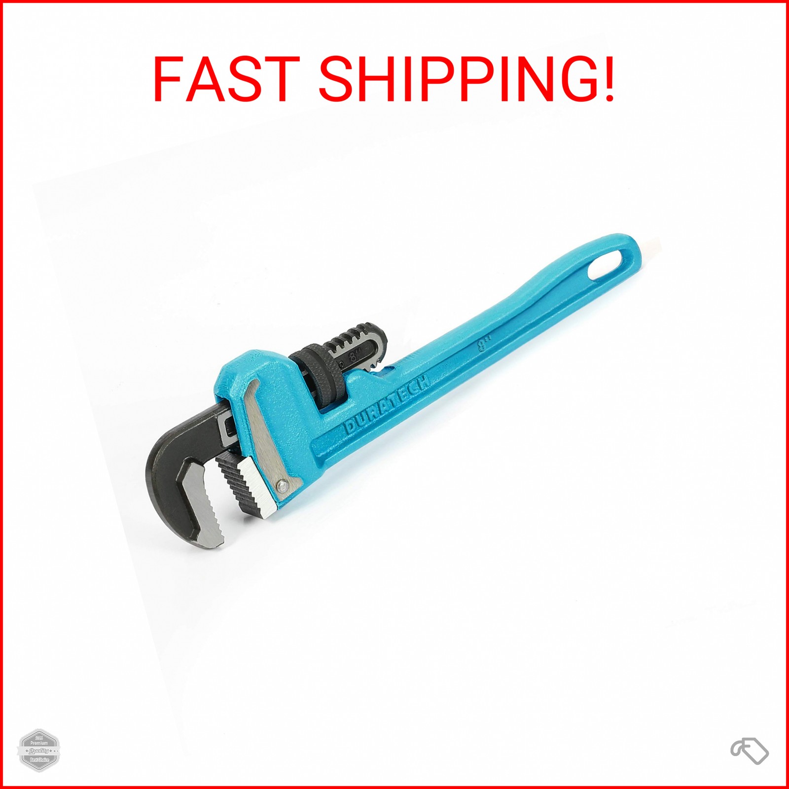 DURATECH 8-Inch Heavy Duty Pipe Wrench, Adjustable Plumbing Wrench, Malleable Ca