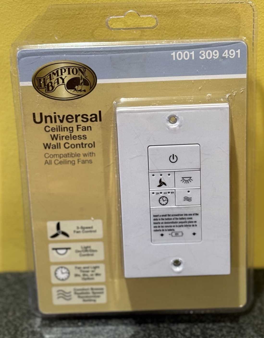 Hampton Bay 3-Speed Universal Ceiling Fan Wireless Wall Control 1001 309 491