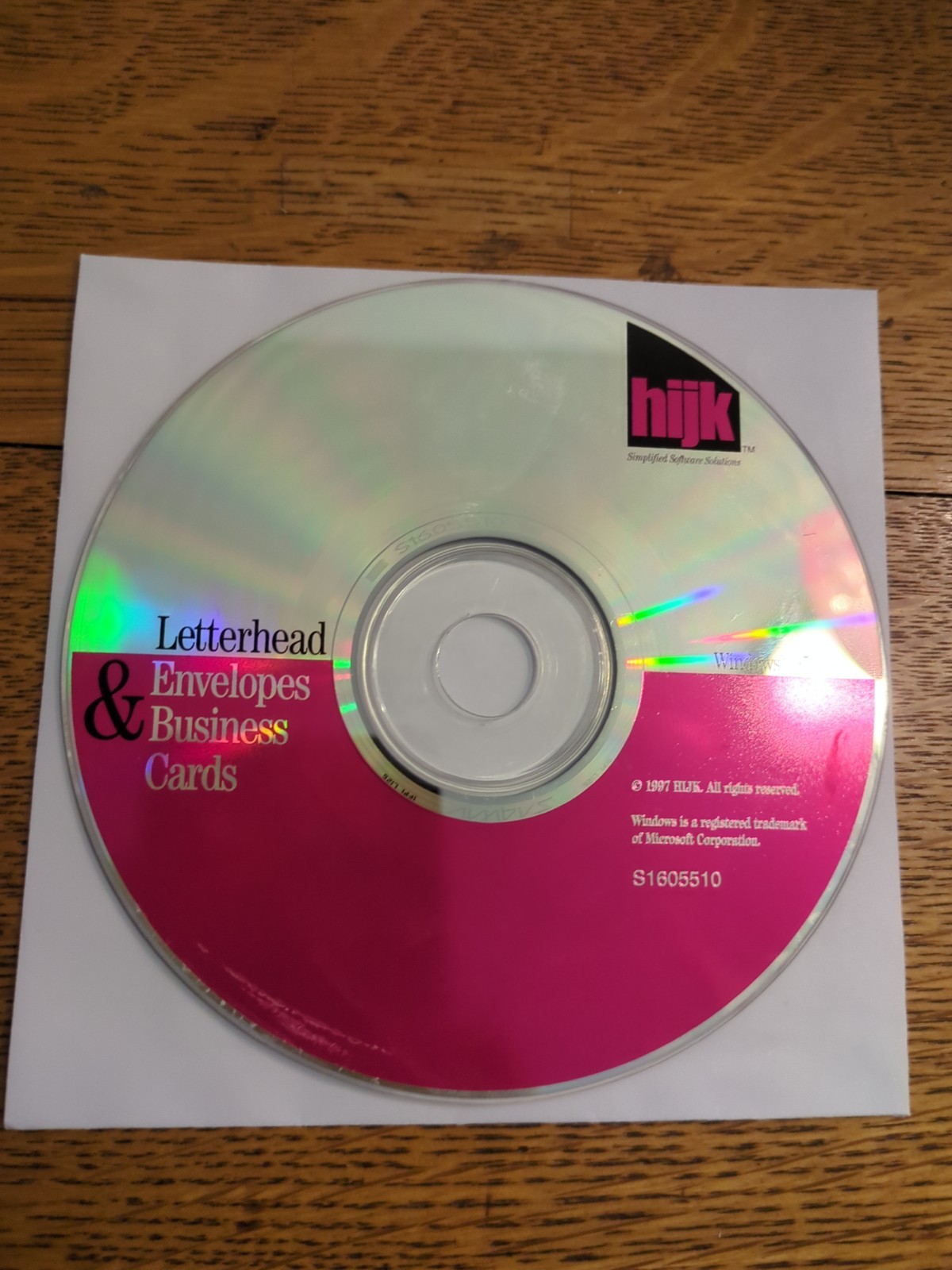 hijk letterhead envelopes and business cards CD-ROM 1997 disc only