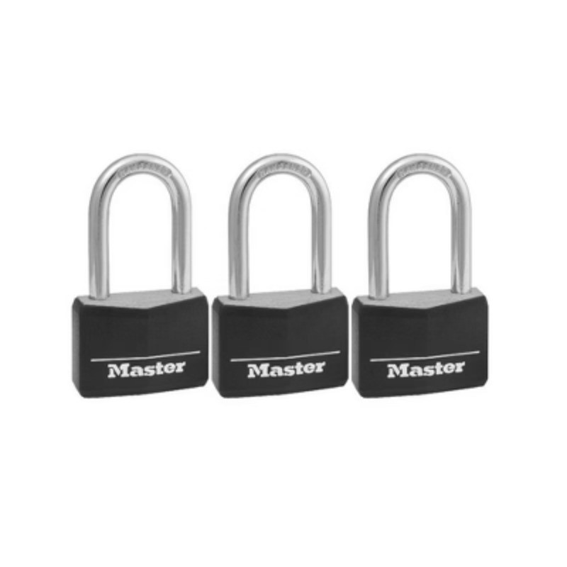 3pk 40mm Covered Brass Key Lock Set Black: Padlocks with Keys for Storage