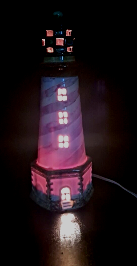 Light House Night Light Nautical Table 10.5"x 5"x4" Plug Cord Switch Ceramic
