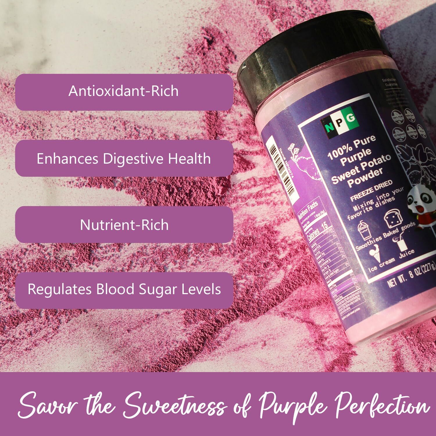 NPG 100% Pure Purple Sweet Potato Powder(Purple Yam Ube) 8 Ounces
