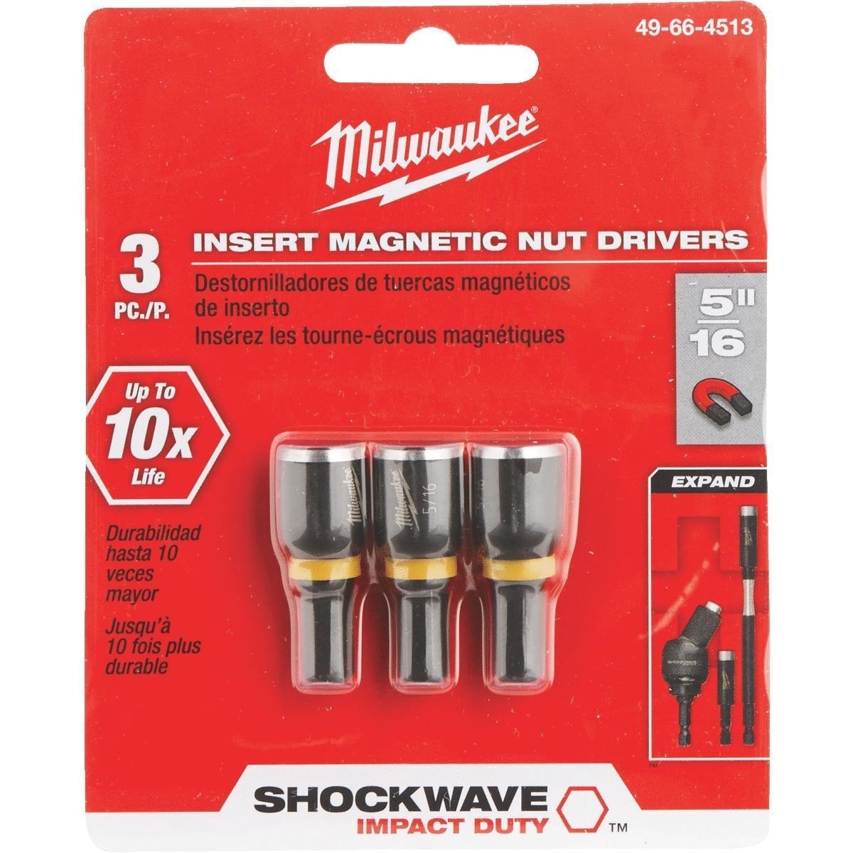 Milwaukee 49-66-4513 SHOCKWAVE 5/16 in. Insert Nut Driver (3 Pk)