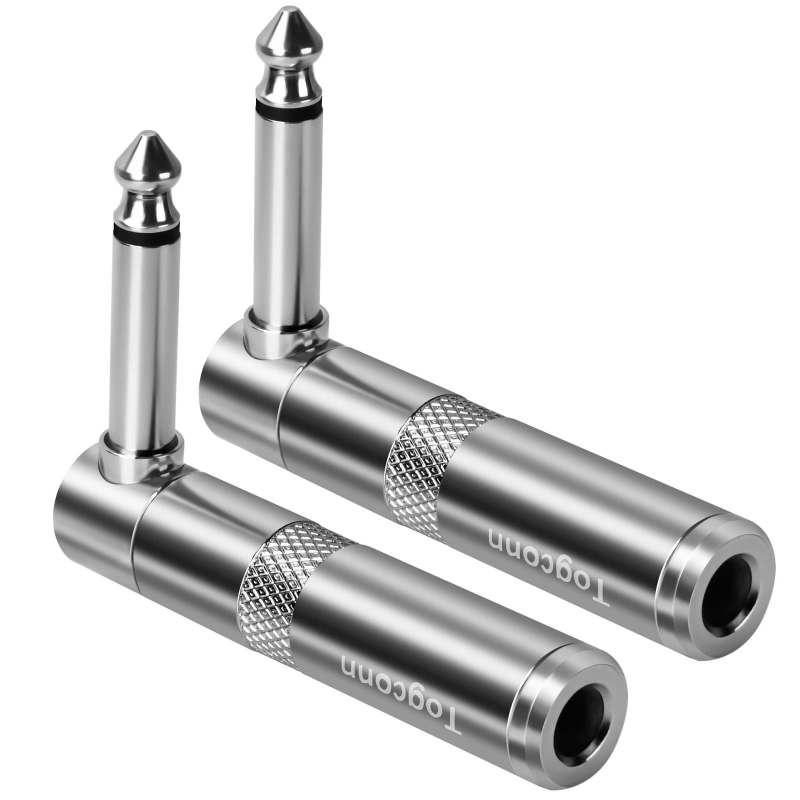 Togconn 90 Degree 1/4 Inch TS Audio 2 Pack, 6.35mm Male to Female