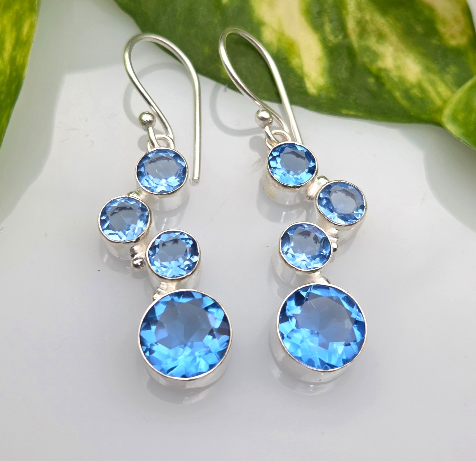 Natural Tanzanite 925 Sterling Silver Jewelry Handmade Blue Gemstone Earrings BT