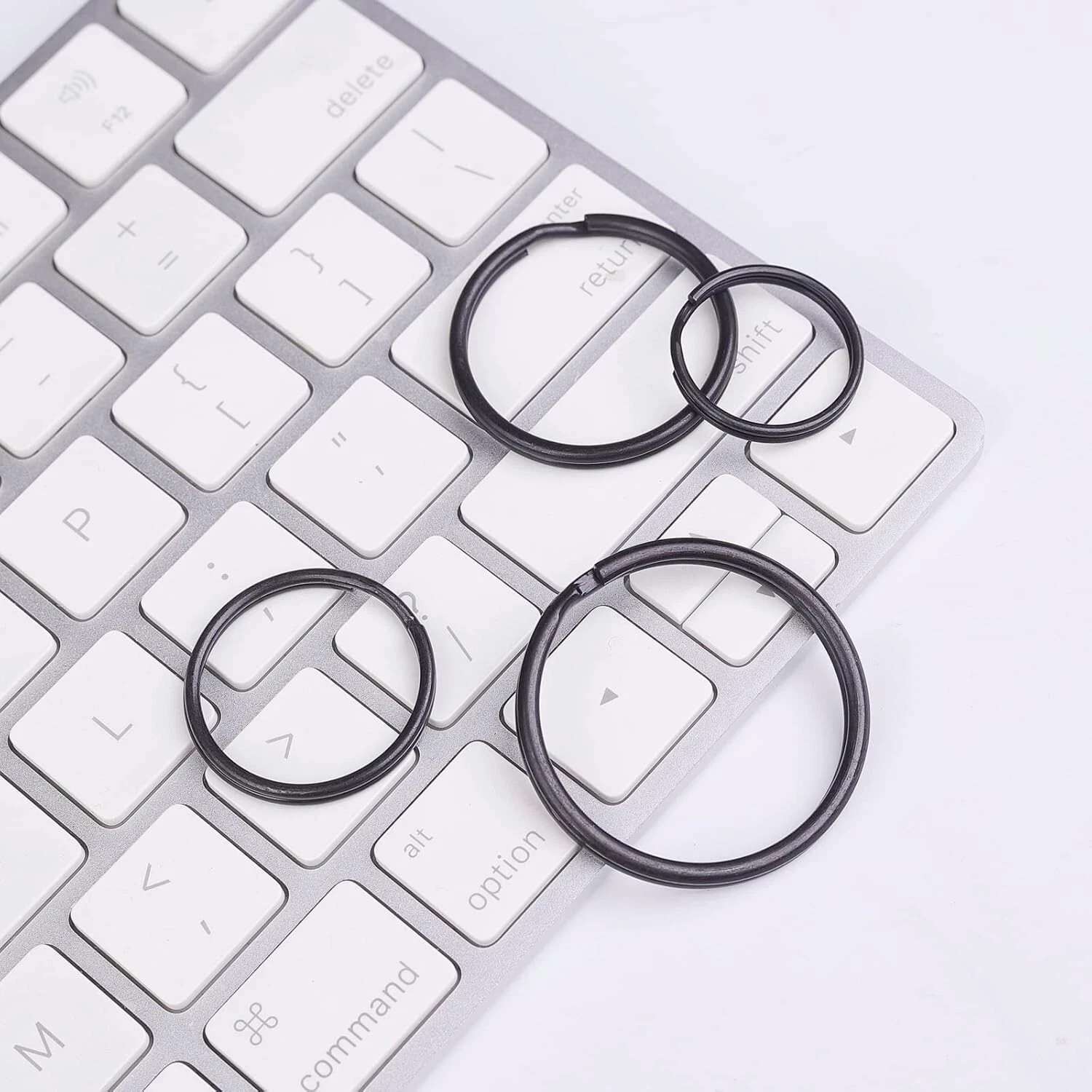40 Pack Key Ring Keychain Mix 4 Sizes Black Metal Flat Split Key Chains Rings...