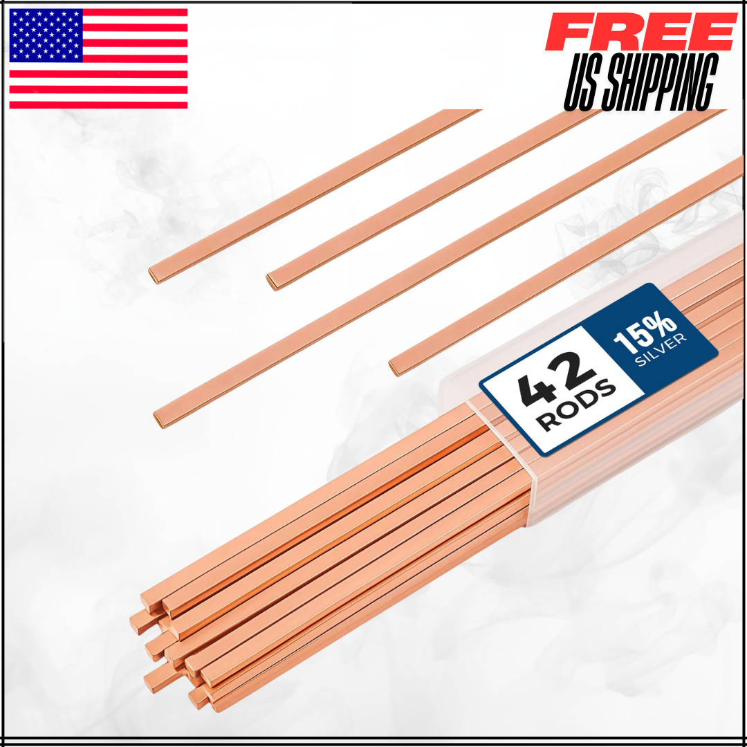 AWS BCuP-5 15% Silver Phos Copper Brazing Alloy Flat Welding Rods 42PC