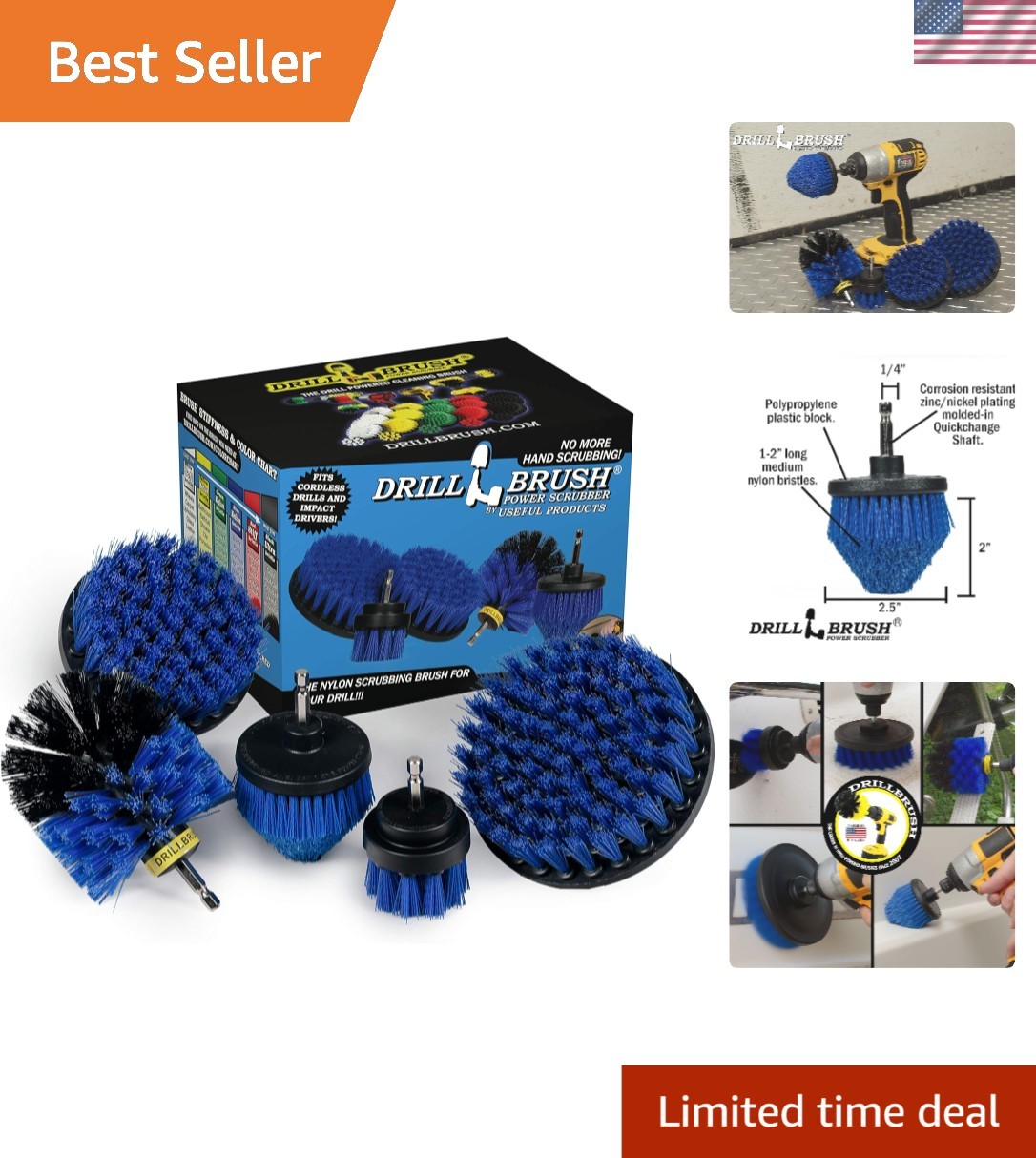 Medium Stiffness Aquatic Brush Set for Efficient Boat & Aquarium Cleaning