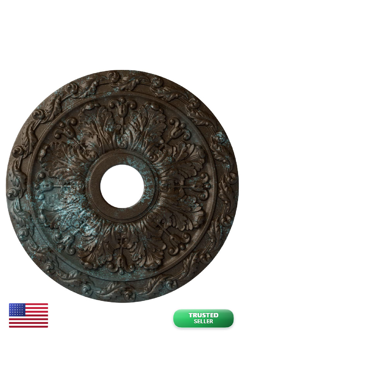 Ekena Millwork Cm19Spbbs Spring Leaf Ceiling Medallion Bronze Blue Patina