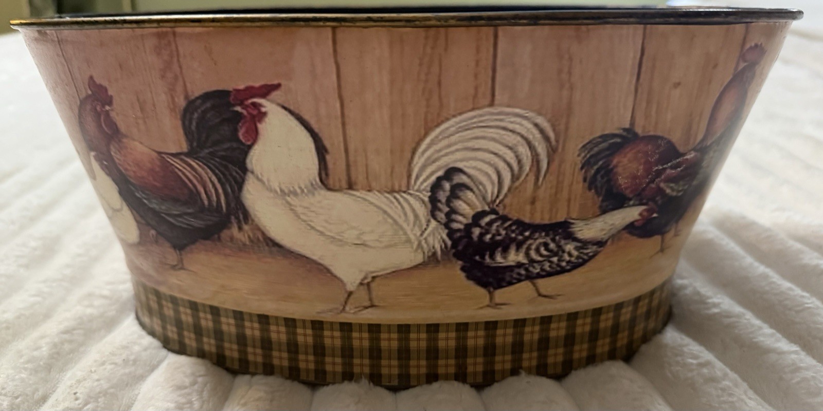 RUSTIC VINTAGE FARMHOUSE BUCKET WITH HANDLE CHICKEN ROOSTER Version
