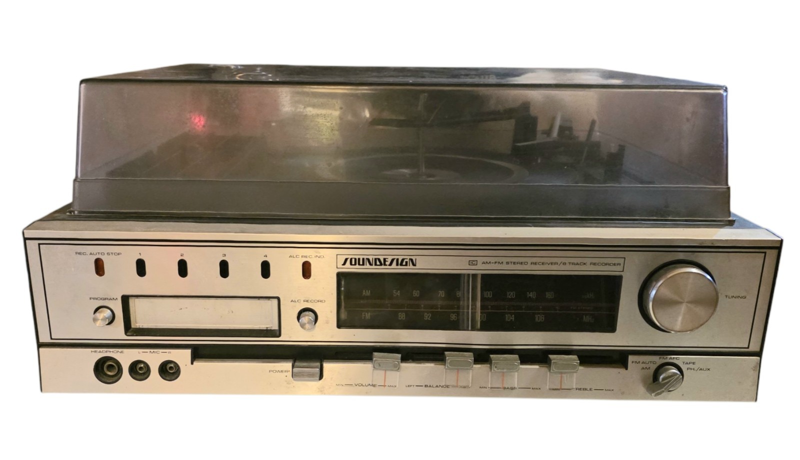 Vtg 70s Soundesign AM/FM Stereo Receive 8-track Recorder BSR Turntable For Parts