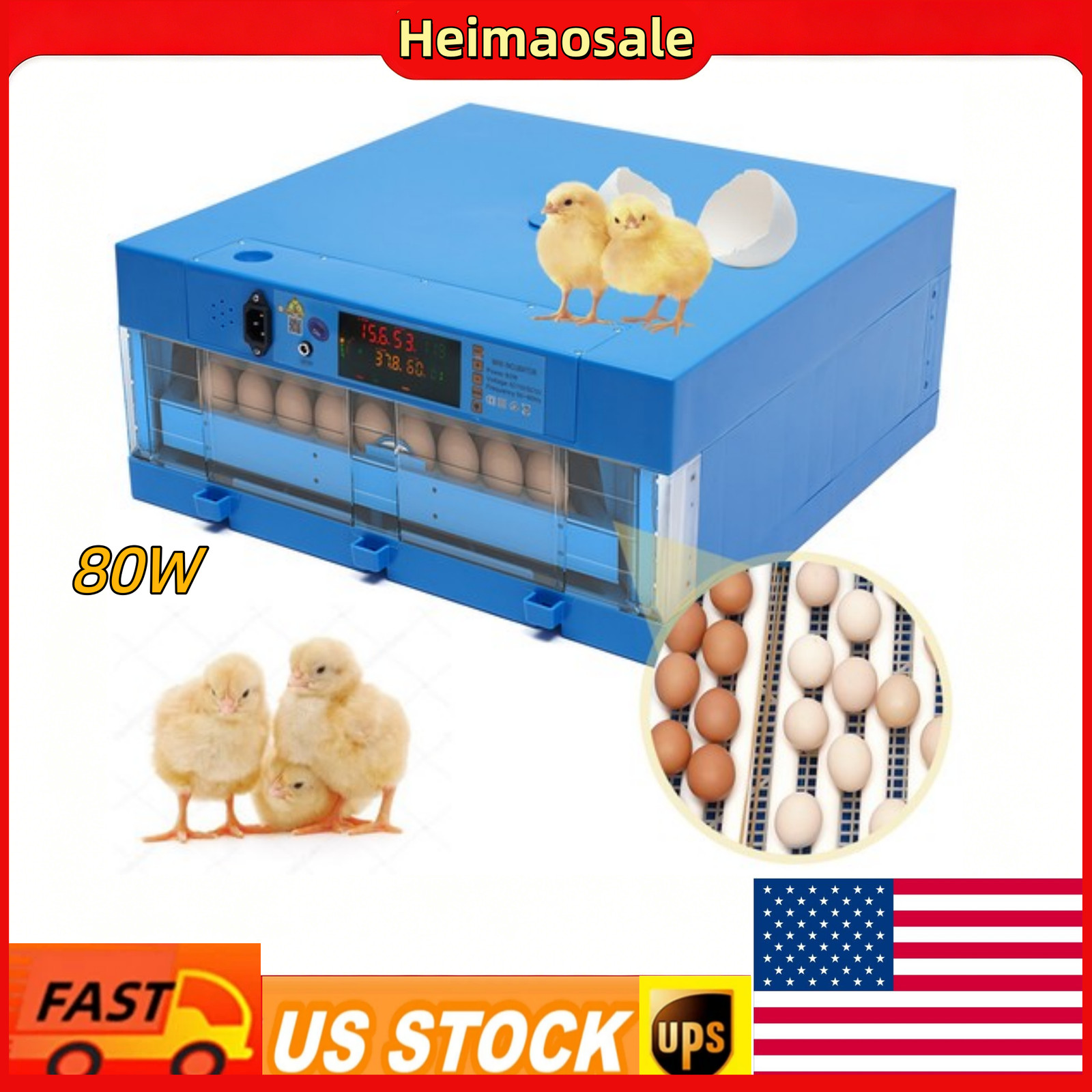 48 Eggs Digital Incubator with Fully Automatic Egg Turning Humidity Chicken Duck