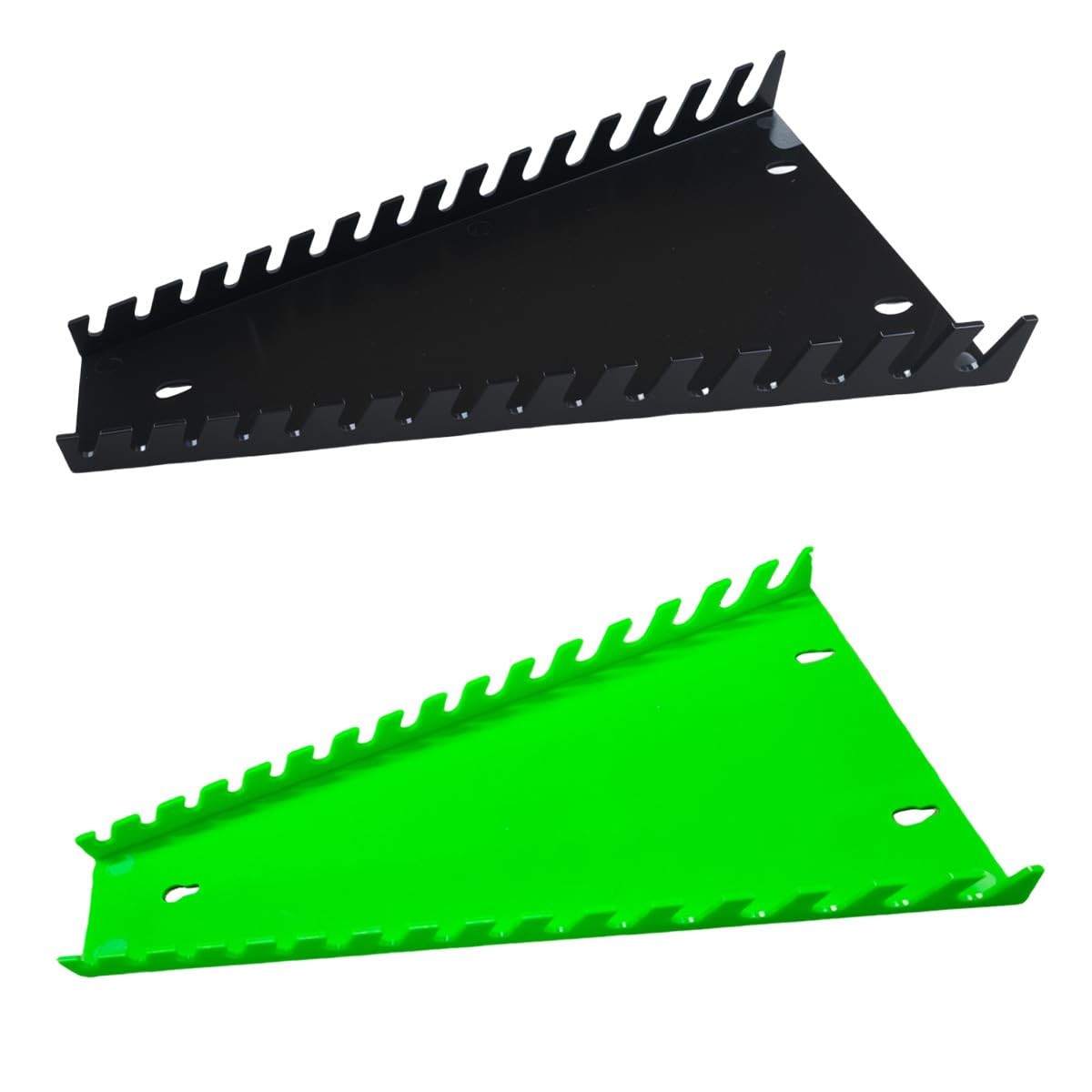 Tuxihapp 2PCS Wrench Organizer Tray, 16-Slot Each Rack Black&Green
