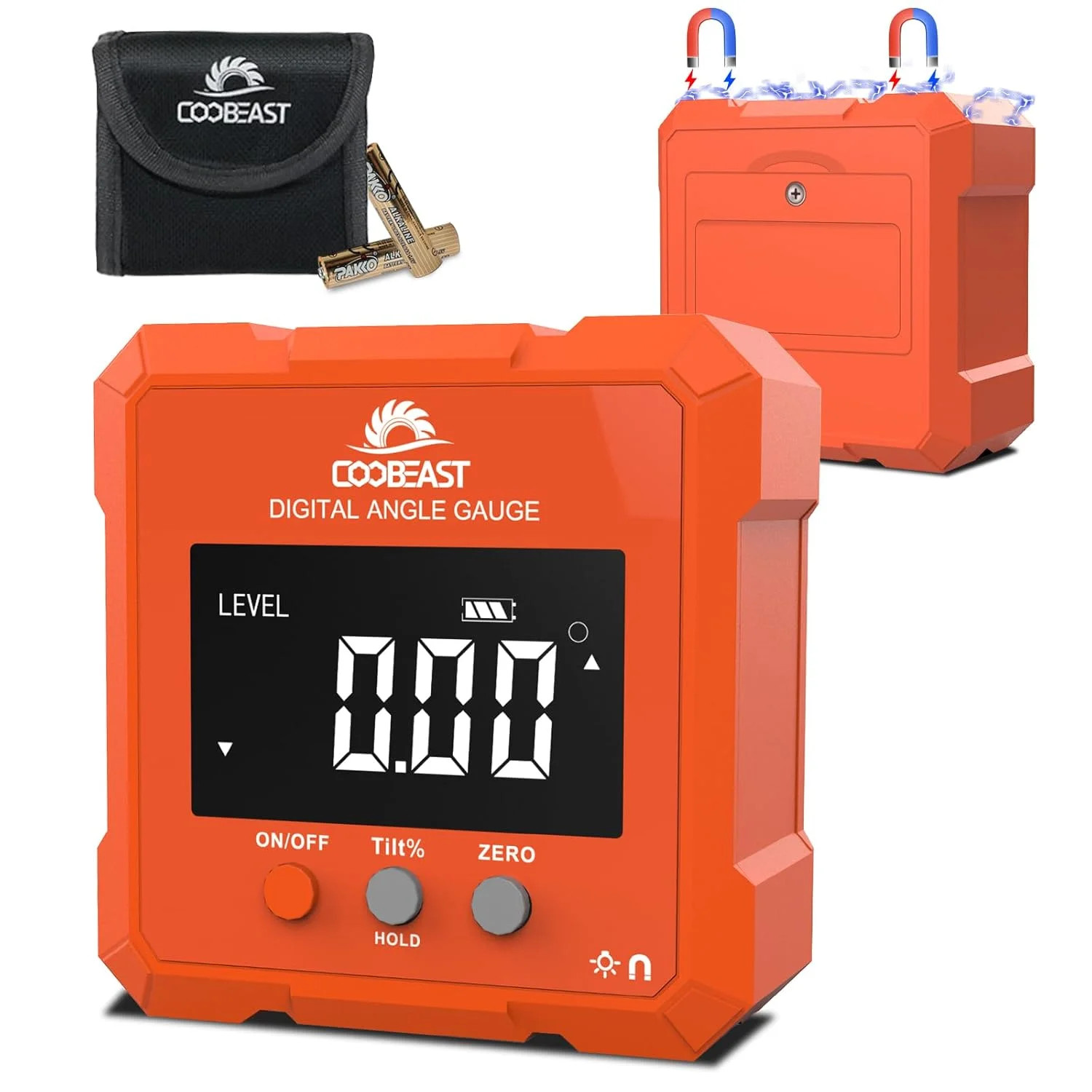 Digital Angle Finder Magnetic Base Compact Digital Level Protractor Orange | Ang