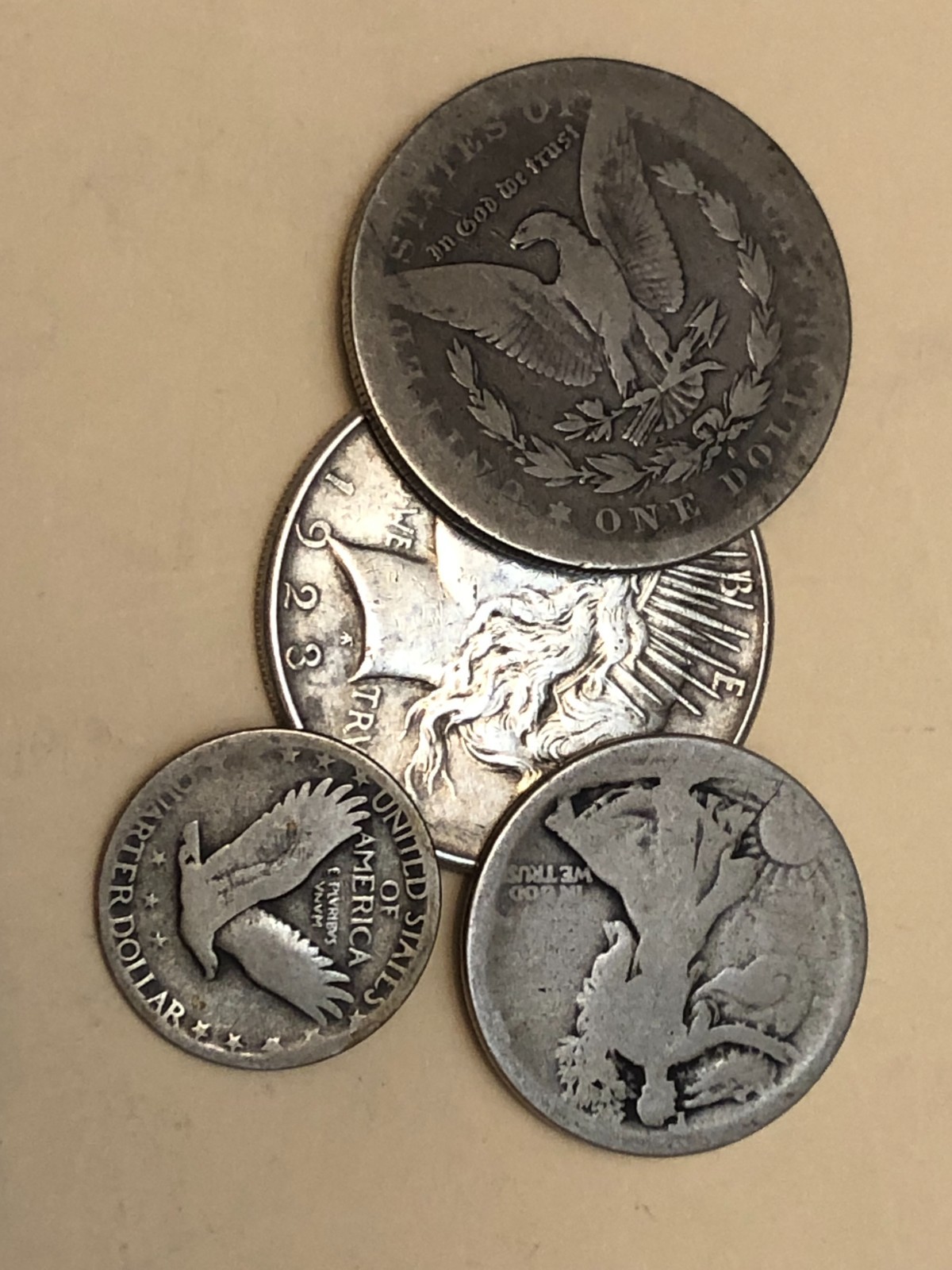 SILVER  "JUNK"  $2.75 Face $ (Lot of 4) ( ~ 2.4 oz total wt ) 90% Silver (M3116)