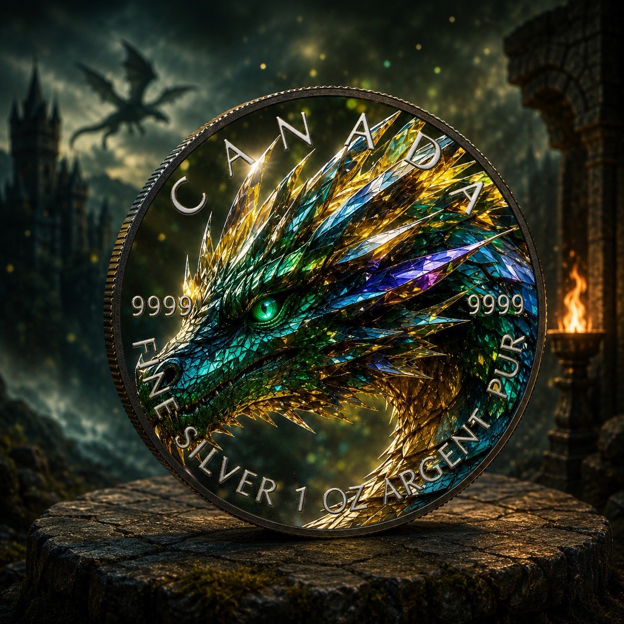 2026 Canada Maple Leaf Emerald Forest Dragon Edition 1oz Silver Coin (PRE-ORDER)