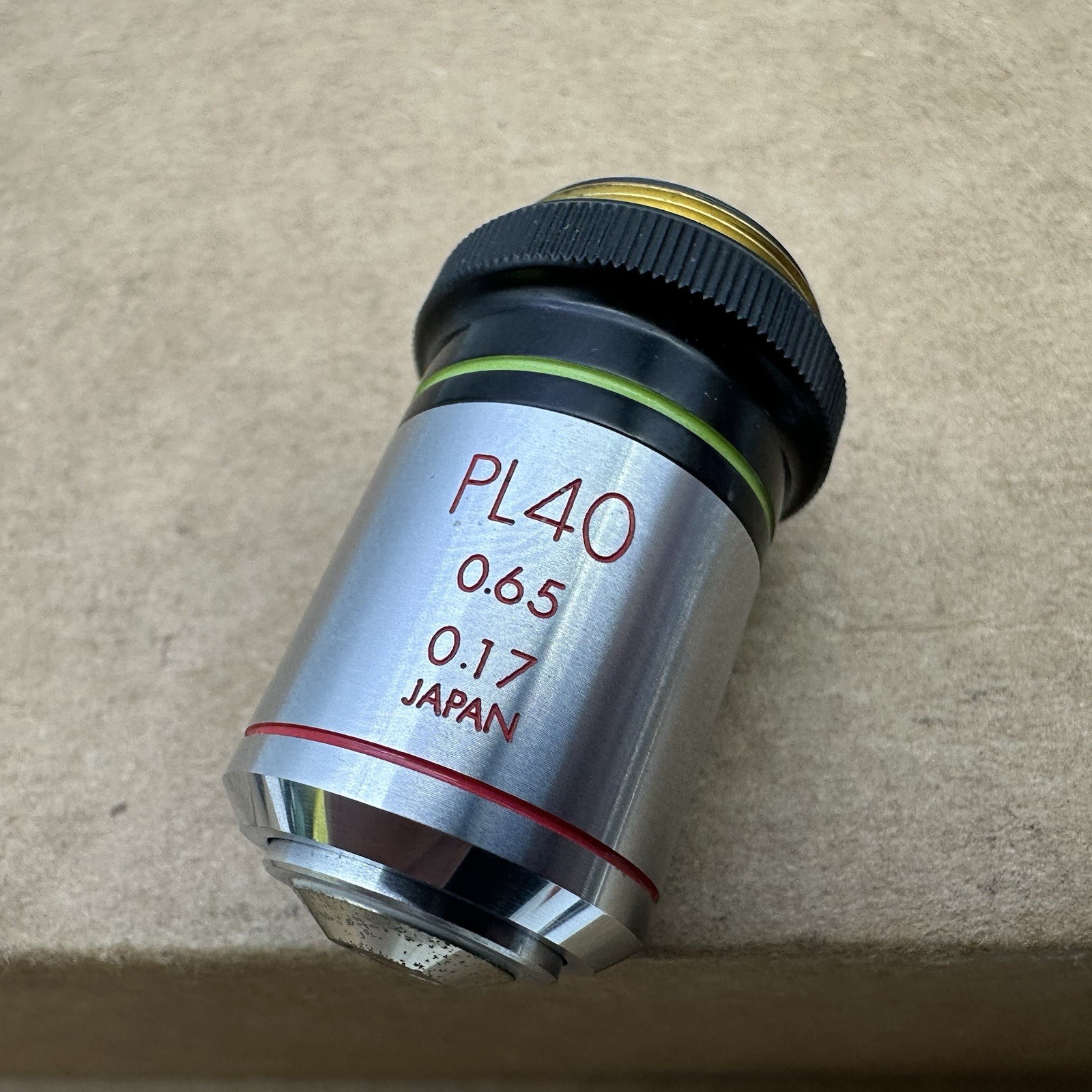 OLYMPUS PLAN PL 40 / 0.65 0.17 Microscope Objective Lens Tokyo Japan Vtg VGUC