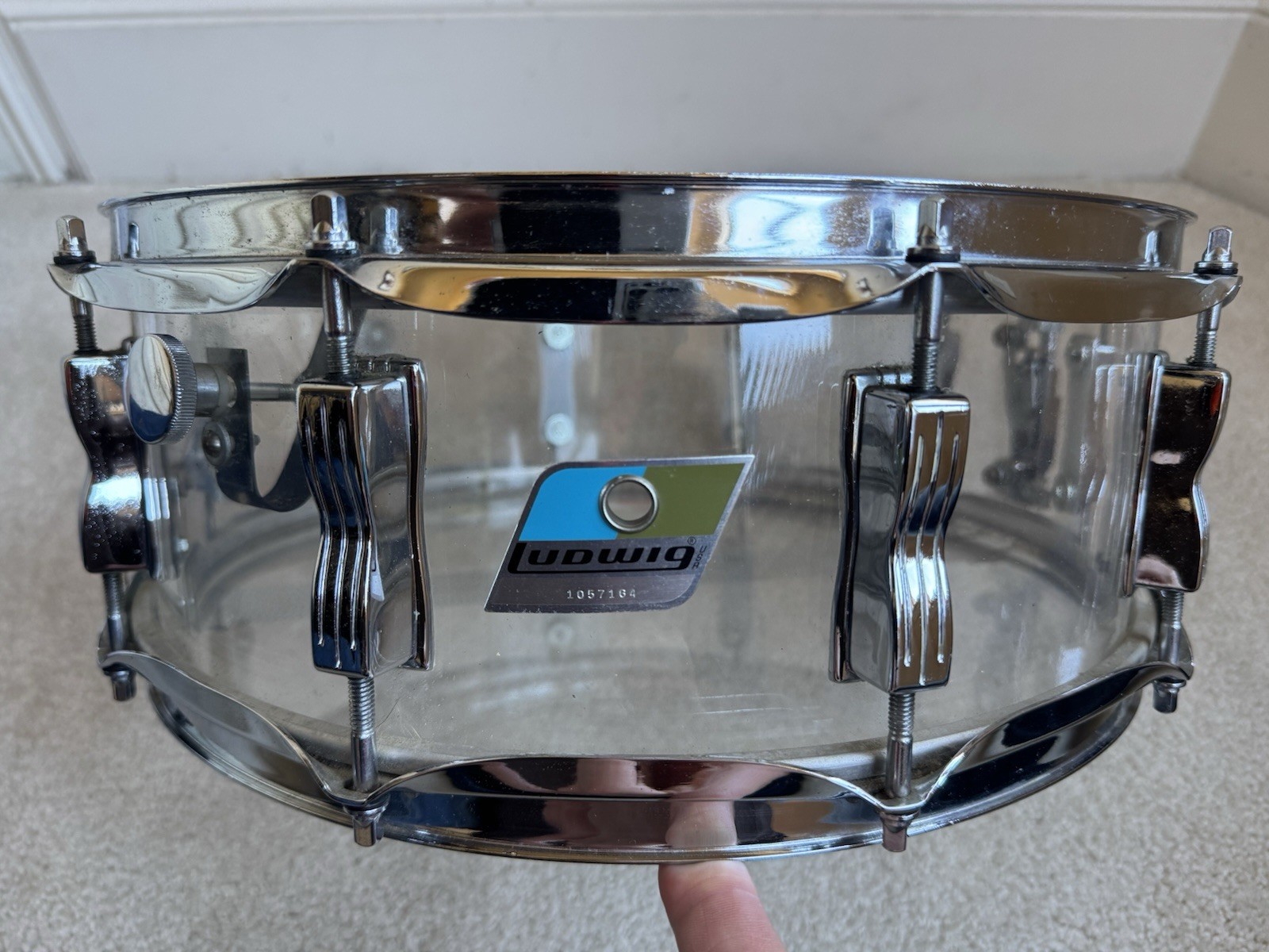 Vintage 70s Ludwig 10 Lug Clear Vistalite 14” x 5” Snare Drum