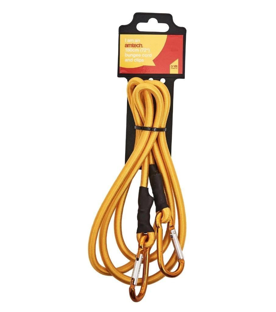 AMTECH EXTRA LONG 72" BUNGEE CORD SPRING LOADED CARABINER CLIP ELASTIC STRAP