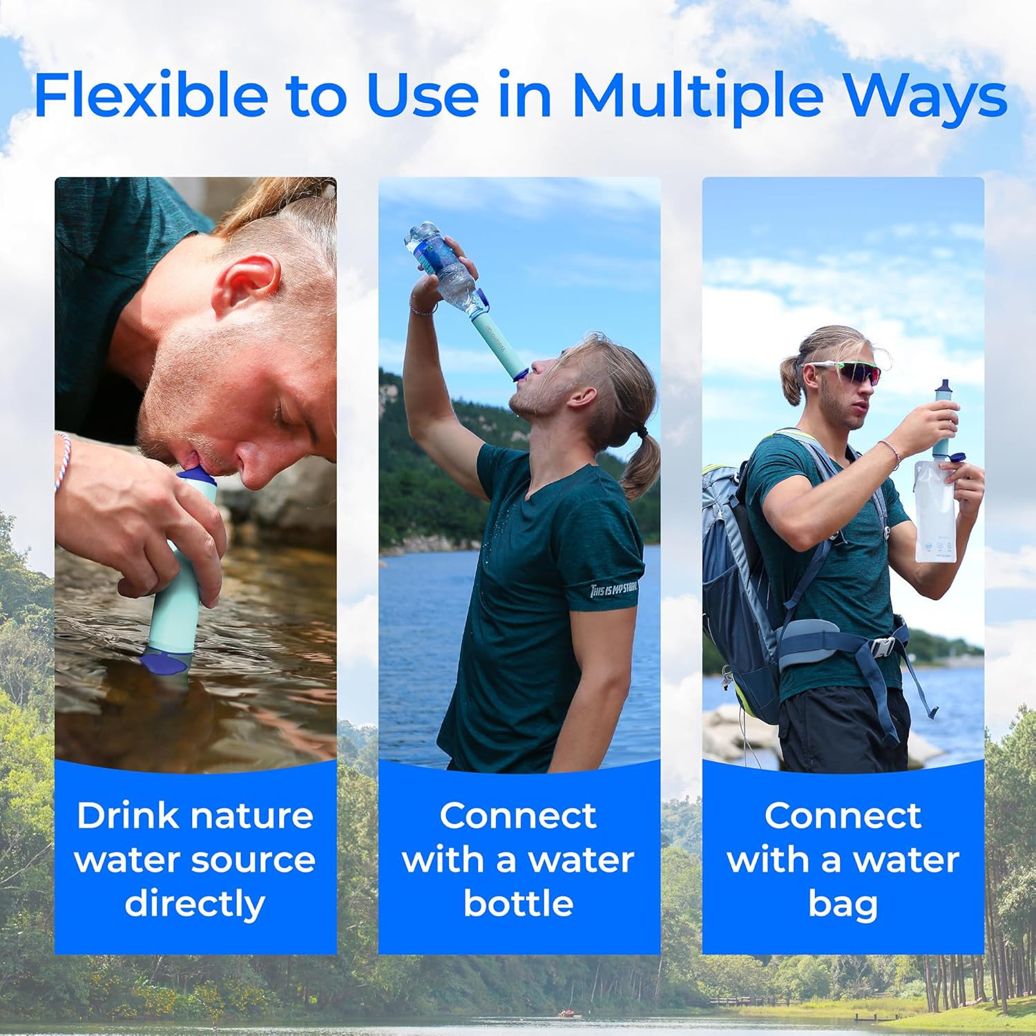Gravity Water Filter Straw, Camping Water Filtration System, Water Purifier Surv